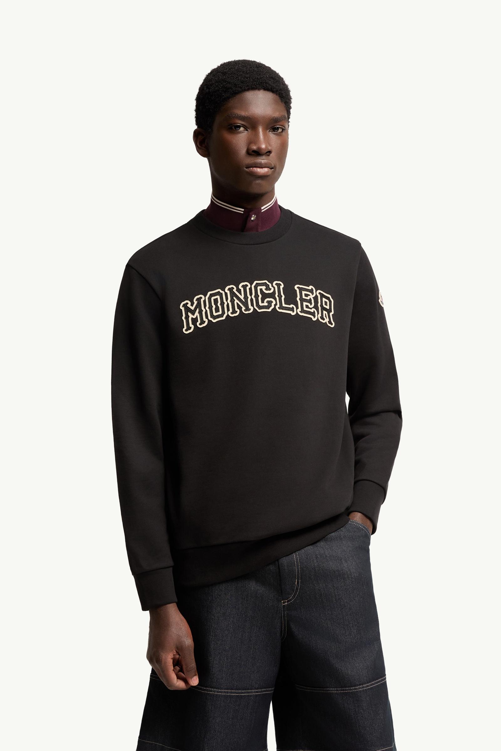 Black Logo Cotton Sweatshirt - Sweatshirts for Men | Moncler US