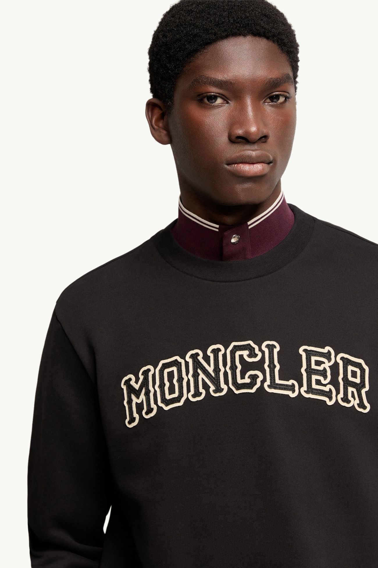 Felpa logata in cotone Uomo Nero Moncler 5