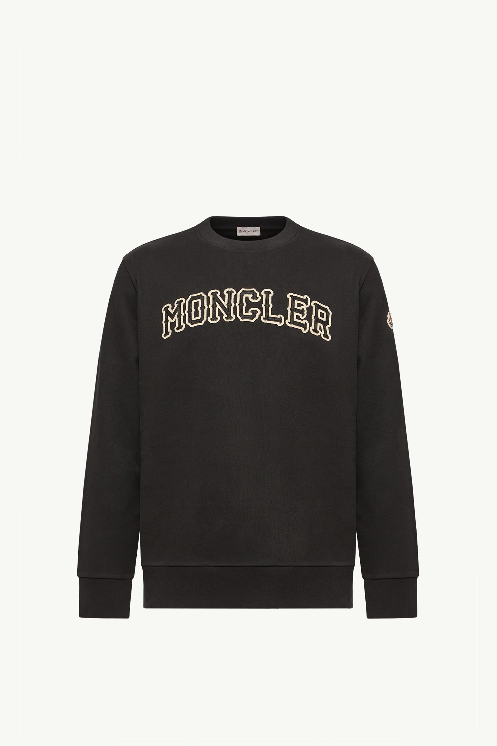 MONCLER ロゴプリント トレーナー ブラック Black Logo Cotton Sweatshirt - Sweatshirts for Men | Moncler US