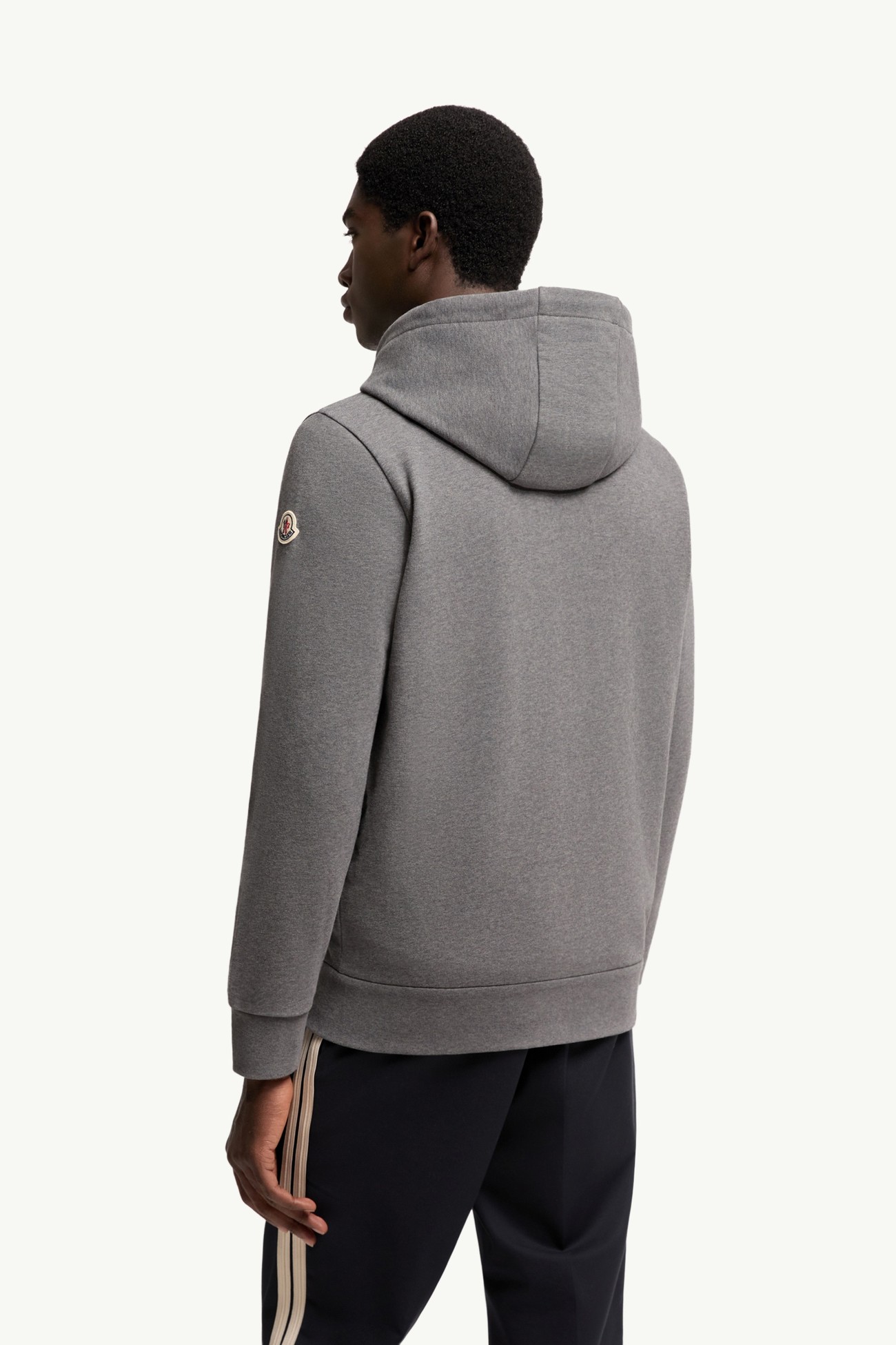 Monogram Cotton Zip-Up Hoodie Men Dark Gray Moncler 4
