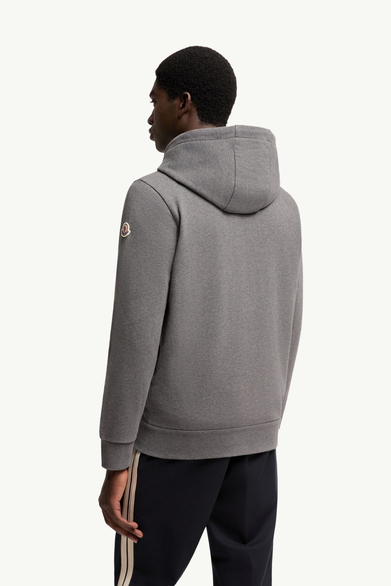 交織圖案棉質拉鏈連帽衫 男士 深灰色 Moncler 4