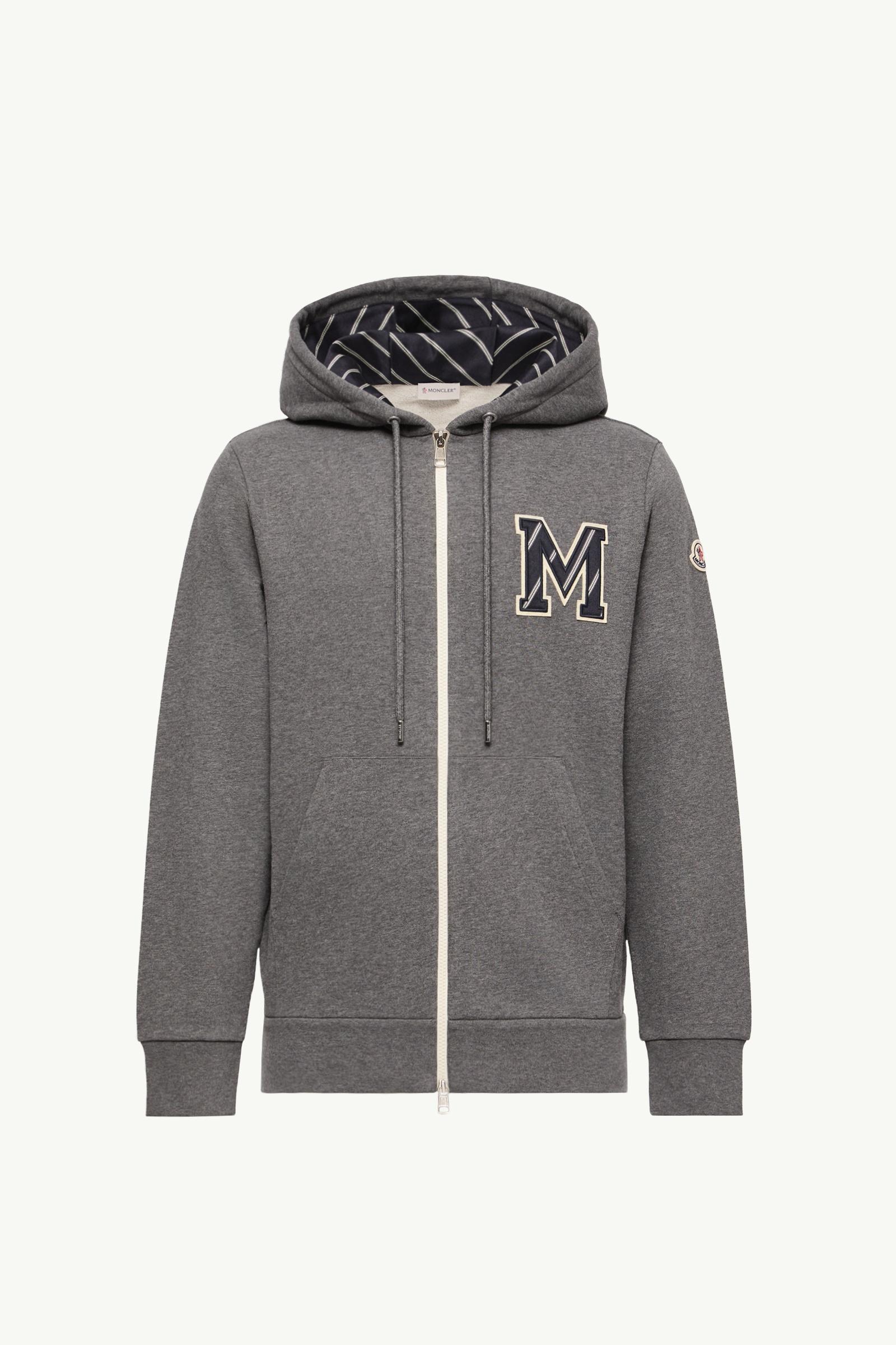 交織圖案棉質拉鏈連帽衫 男士 深灰色 Moncler, 1 of 0