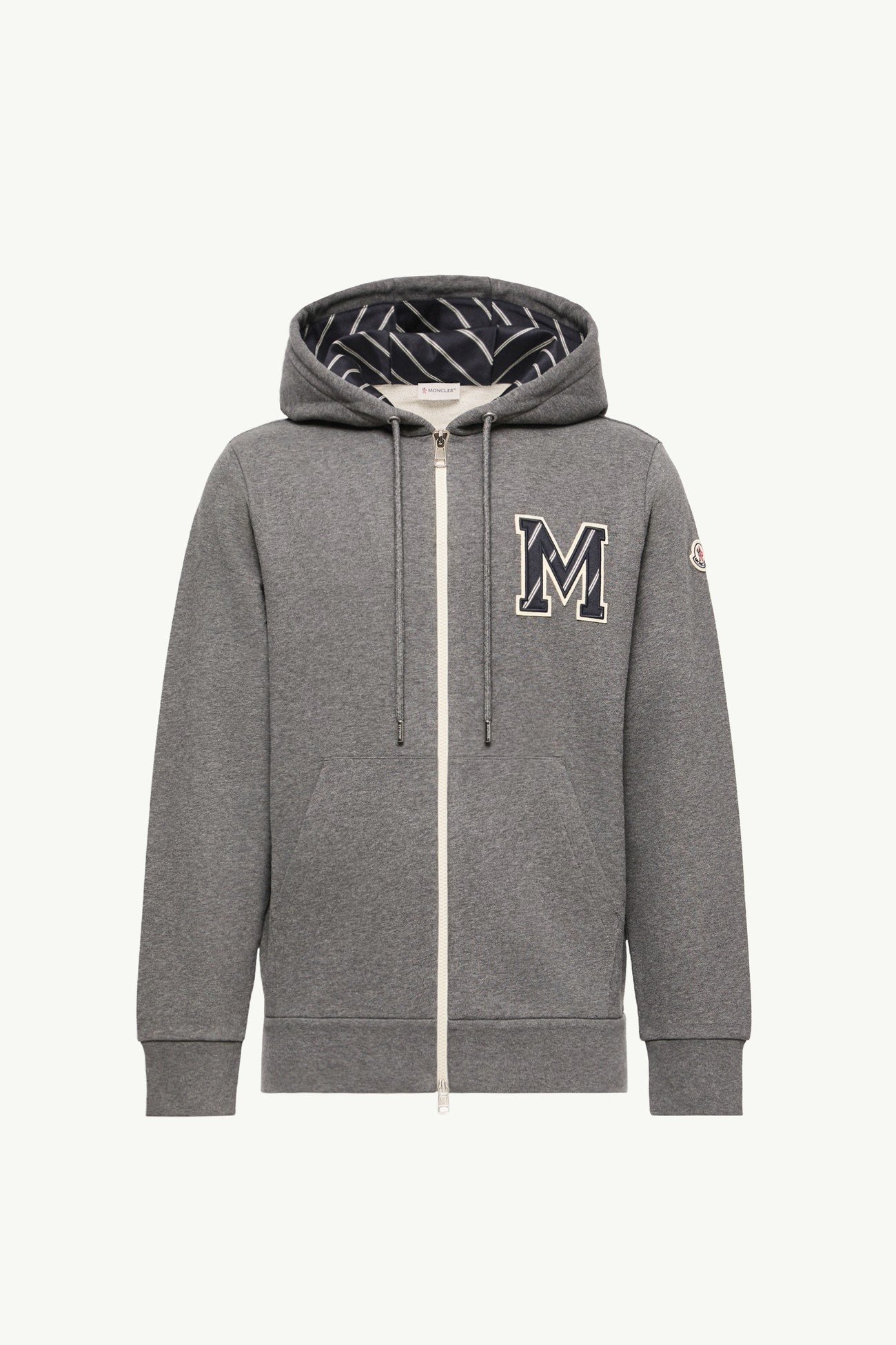 Monogram Cotton Zip-Up Hoodie Men Dark Gray Moncler 2