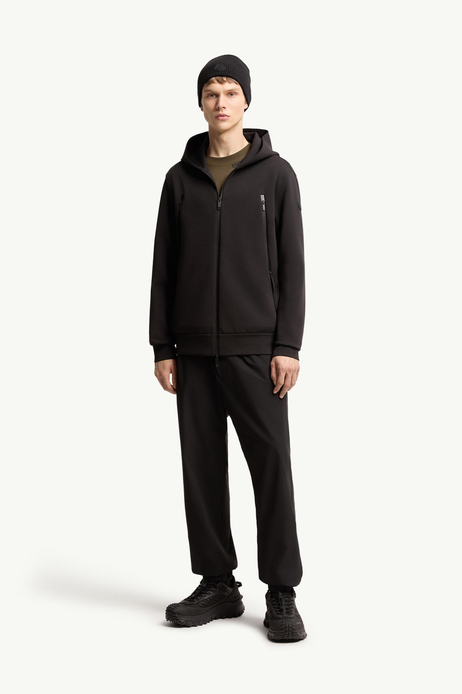 MONCLER ジップアップパーカー ブラック Black Cotton Blend Zip-Up Hoodie - Sweatshirts for Men | Moncler US