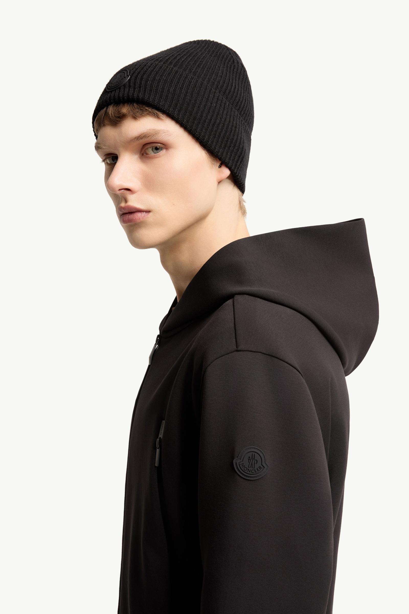 Black Cotton Blend Zip-Up Hoodie - Sweatshirts for Men | Moncler US