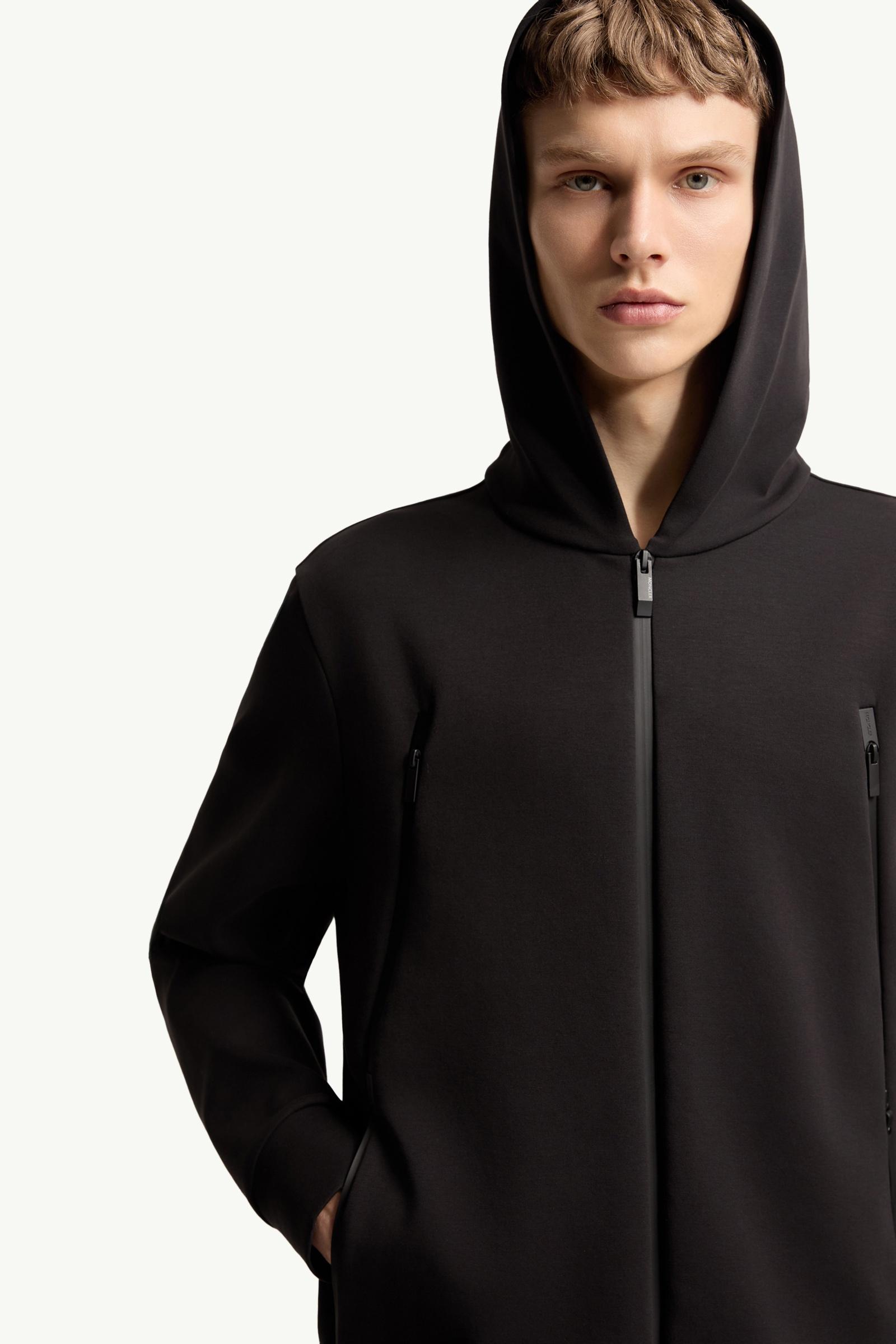 Black Cotton Blend Zip-Up Hoodie - Sweatshirts for Men | Moncler US