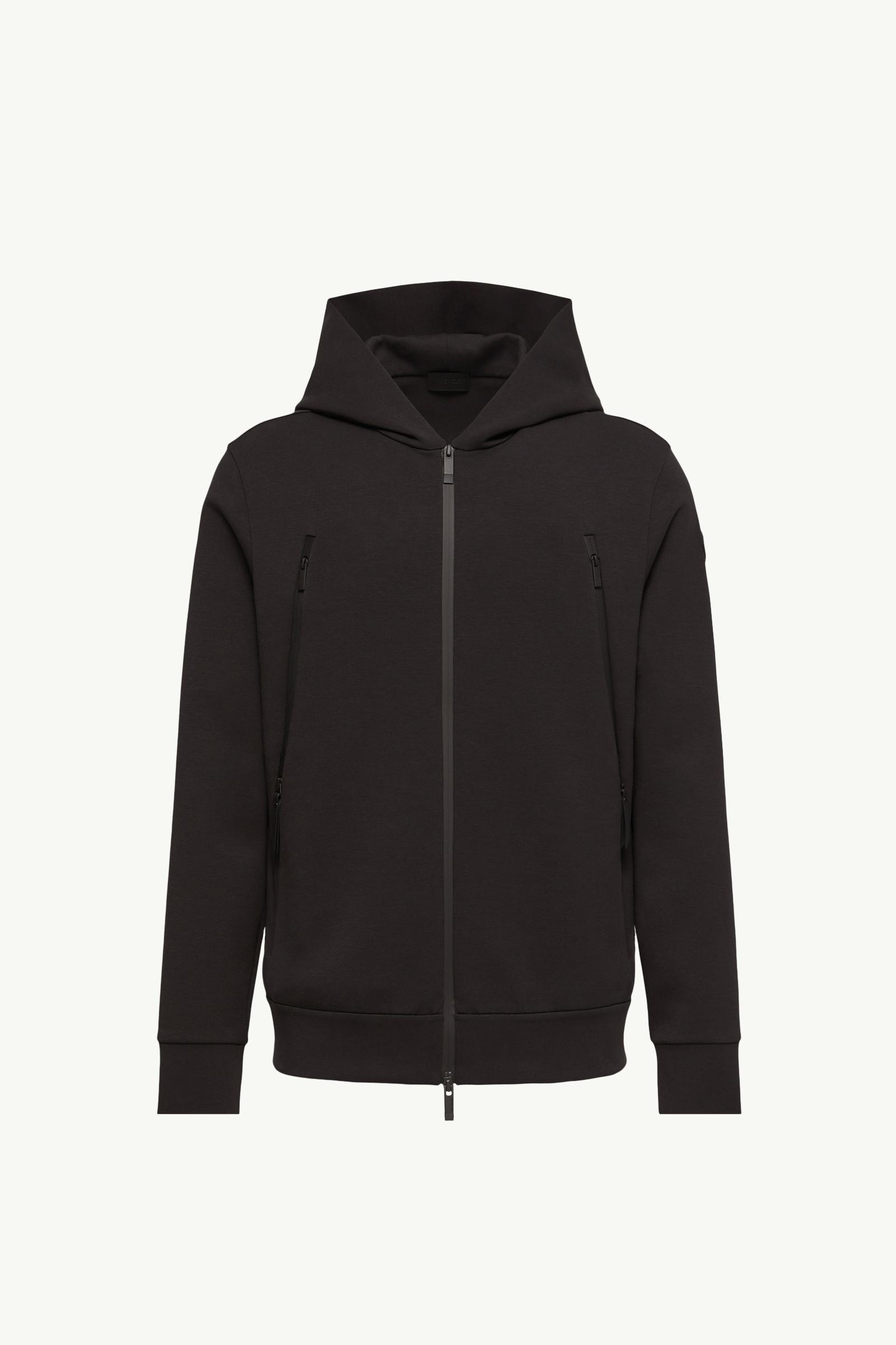 Black Cotton Blend Zip-Up Hoodie - Sweatshirts for Men | Moncler US