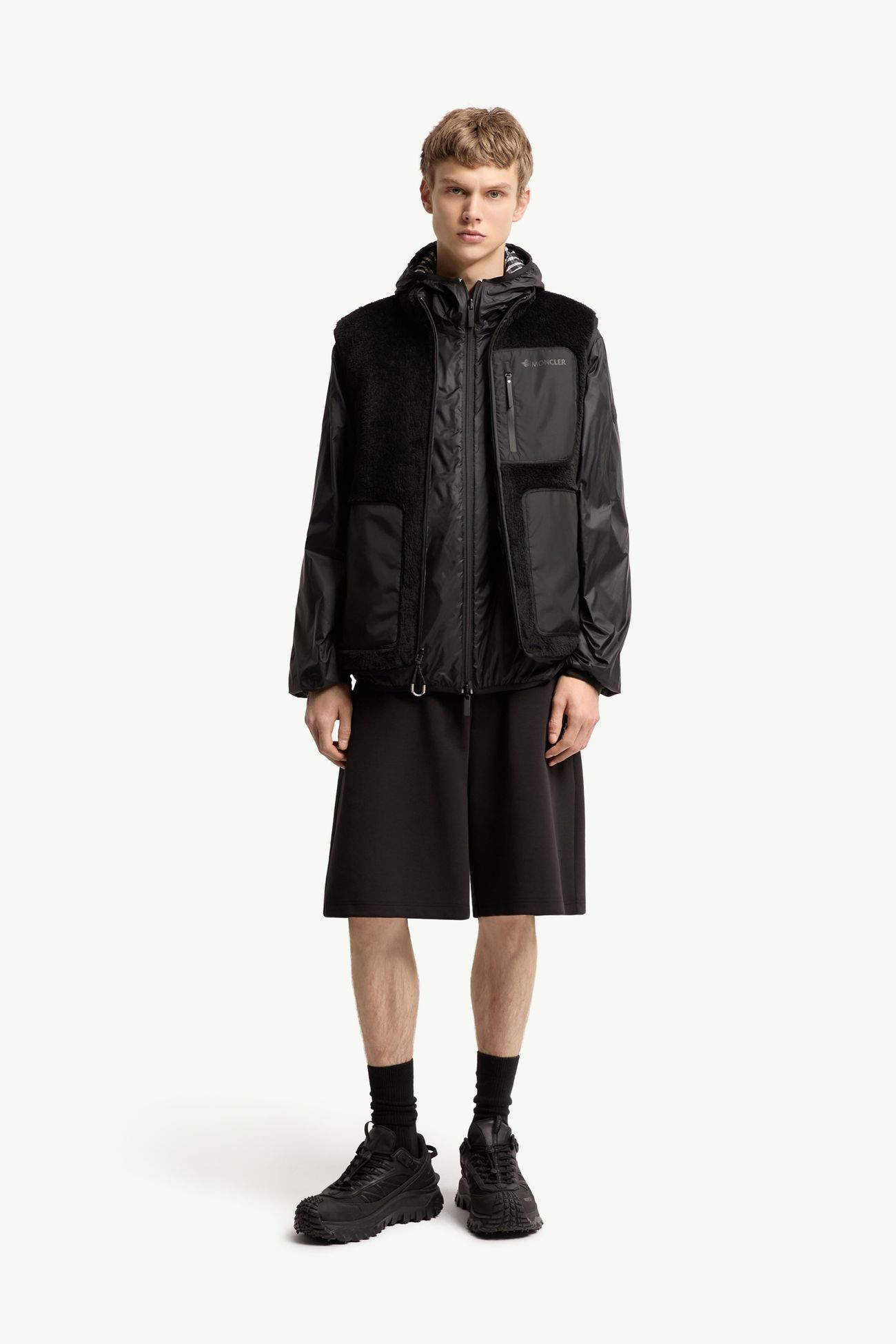 Doudoune sans manches réversible en molleton teddy Hommes Noir Moncler 0