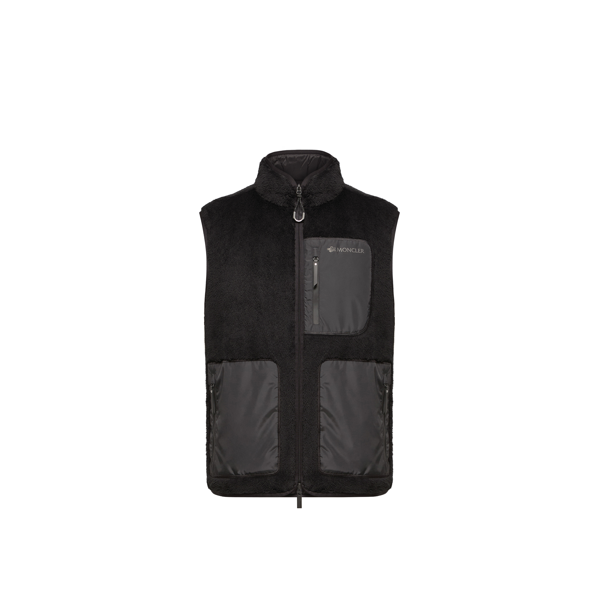 Moncler Teddy Fleece Reversible Down Gilet for Men in Black, Size: M