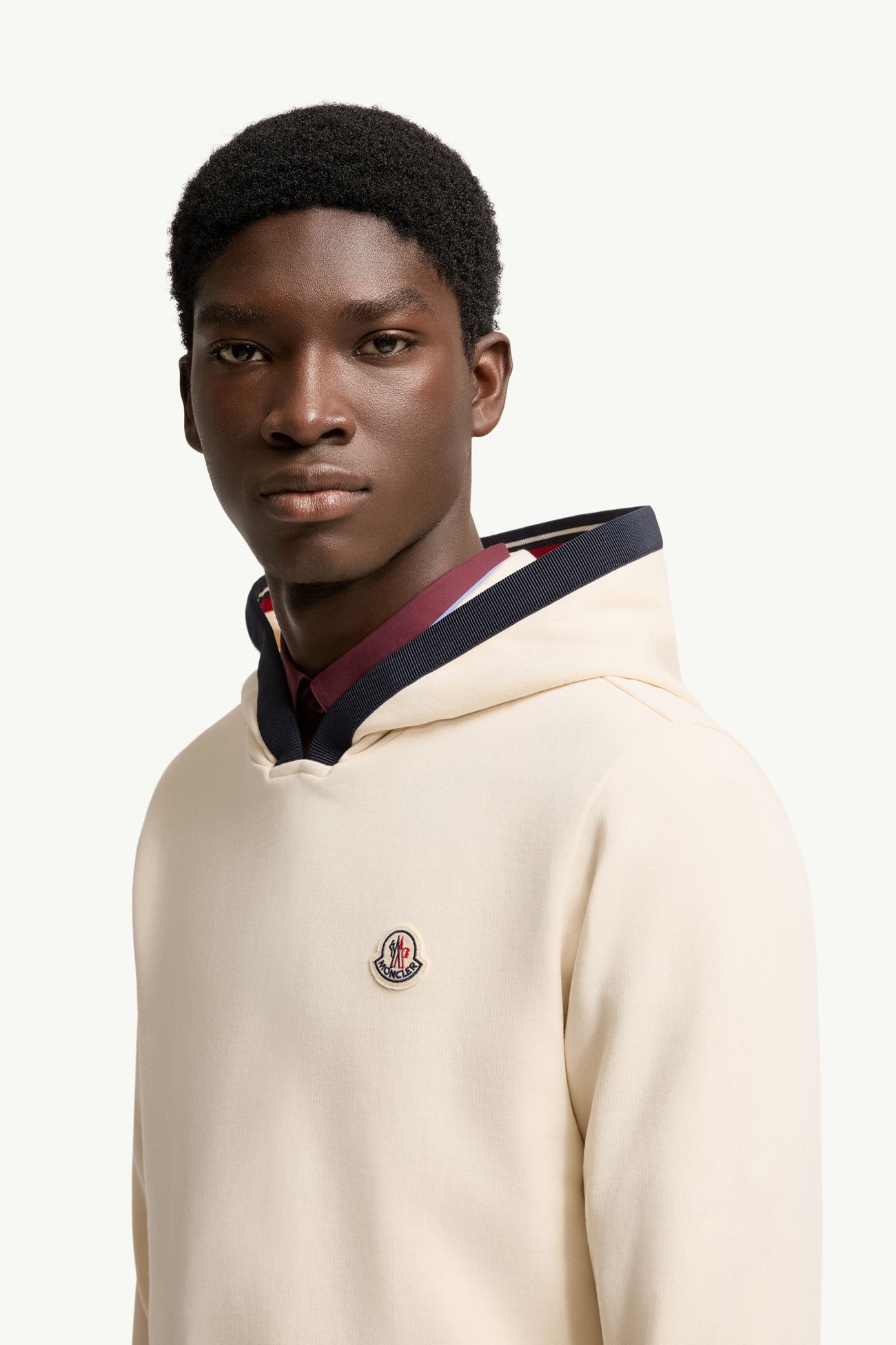 Sweat à capuche en coton brossé à logo Hommes Blanc Ivoire Moncler 1