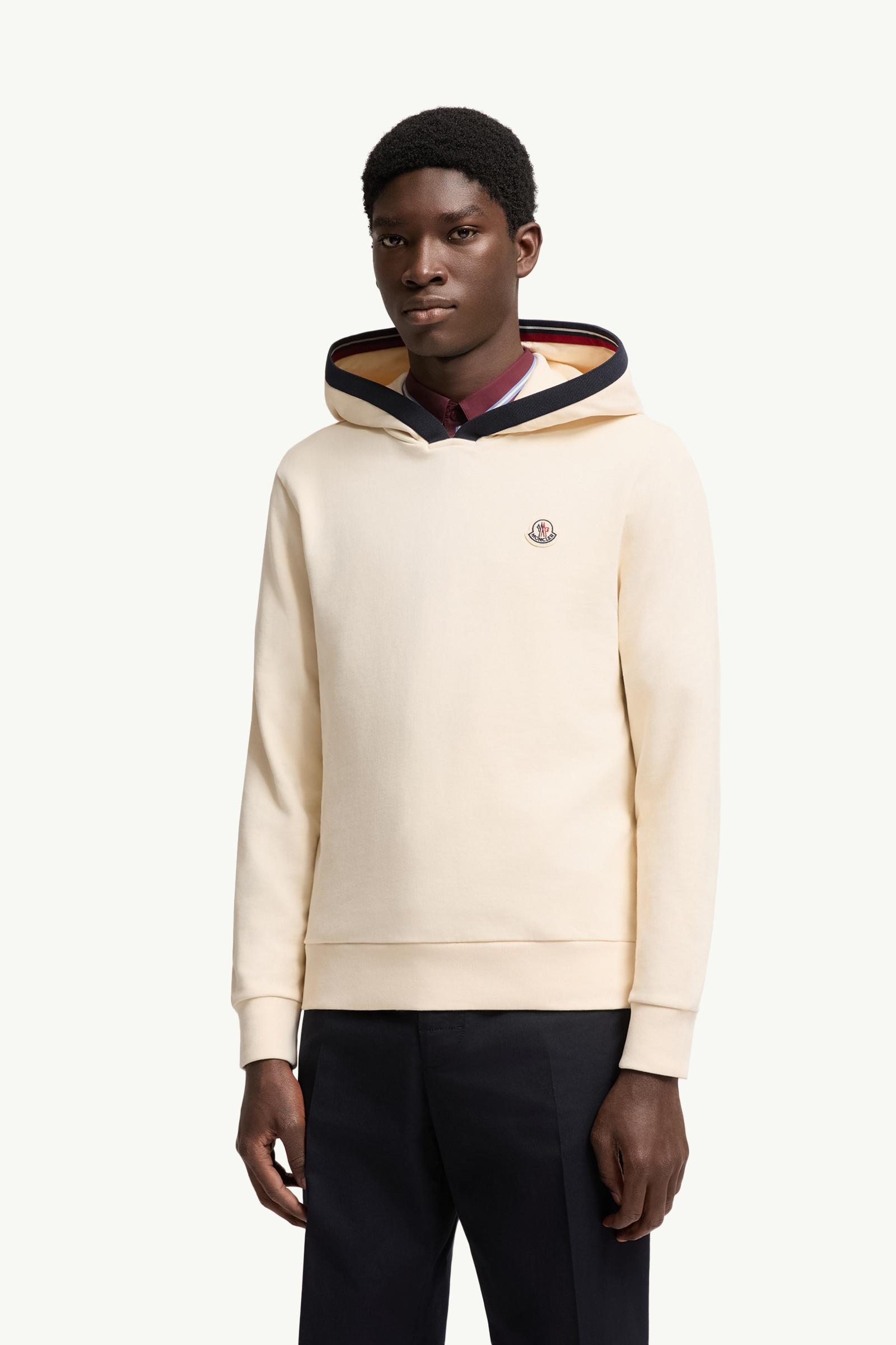 White Ivory Brushed Cotton Logo Hoodie - Sweatshirts for Men