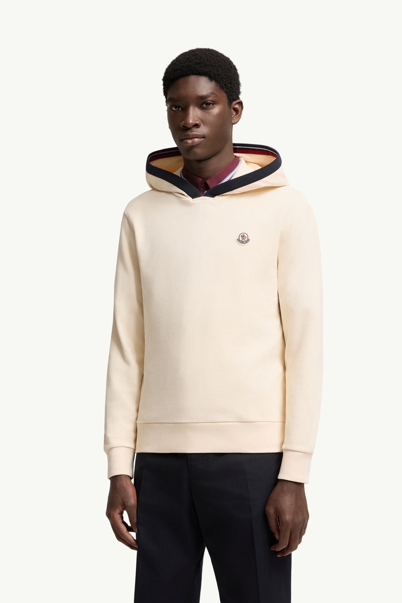 Kapuzenpullover aus gebürsteter Baumwolle mit Logo Herren Weiß-Elfenbein Moncler 3