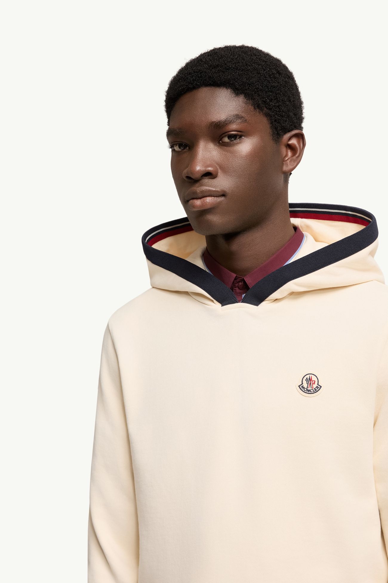 Brushed Cotton Logo Hoodie Men White Ivory Moncler 5