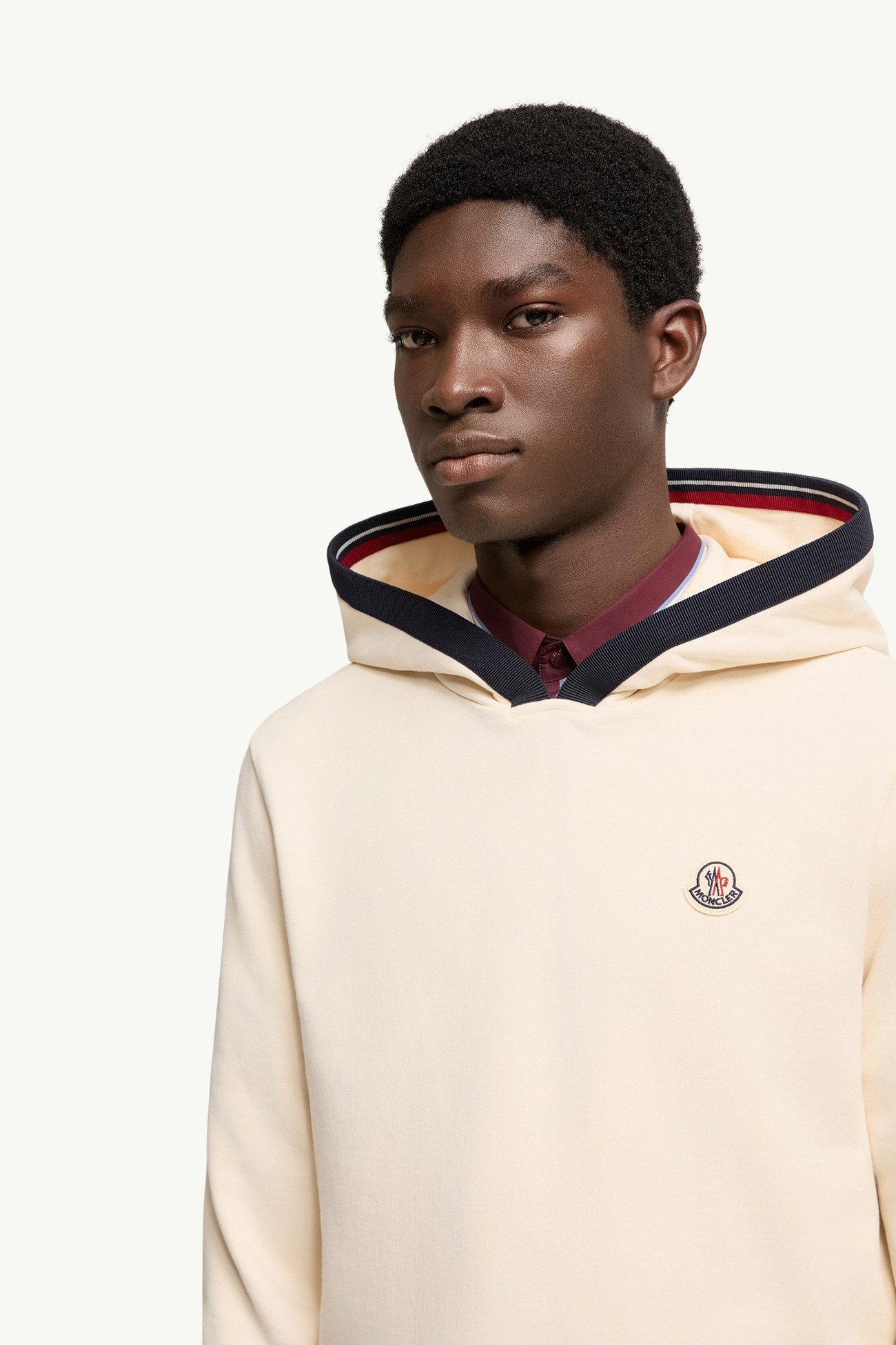 Brushed Cotton Logo Hoodie Men White Ivory Moncler 5