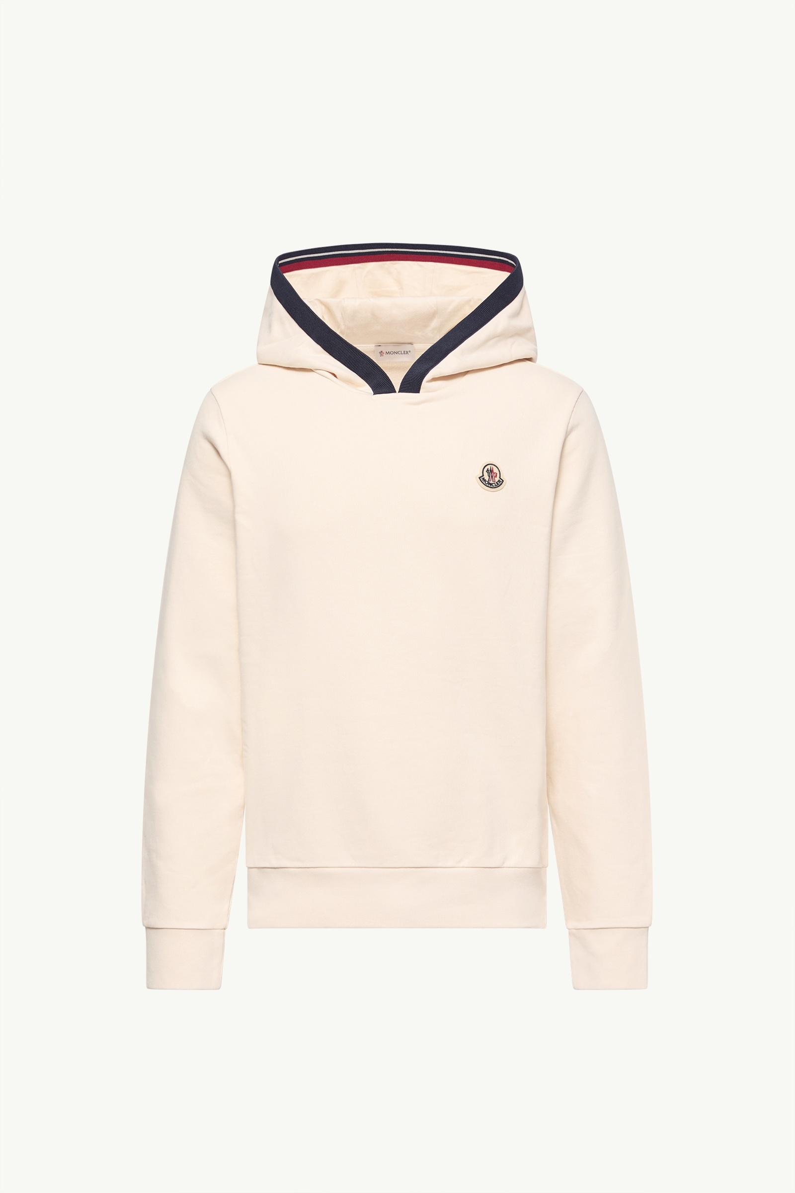 Brushed Cotton Logo Hoodie Men White Ivory Moncler