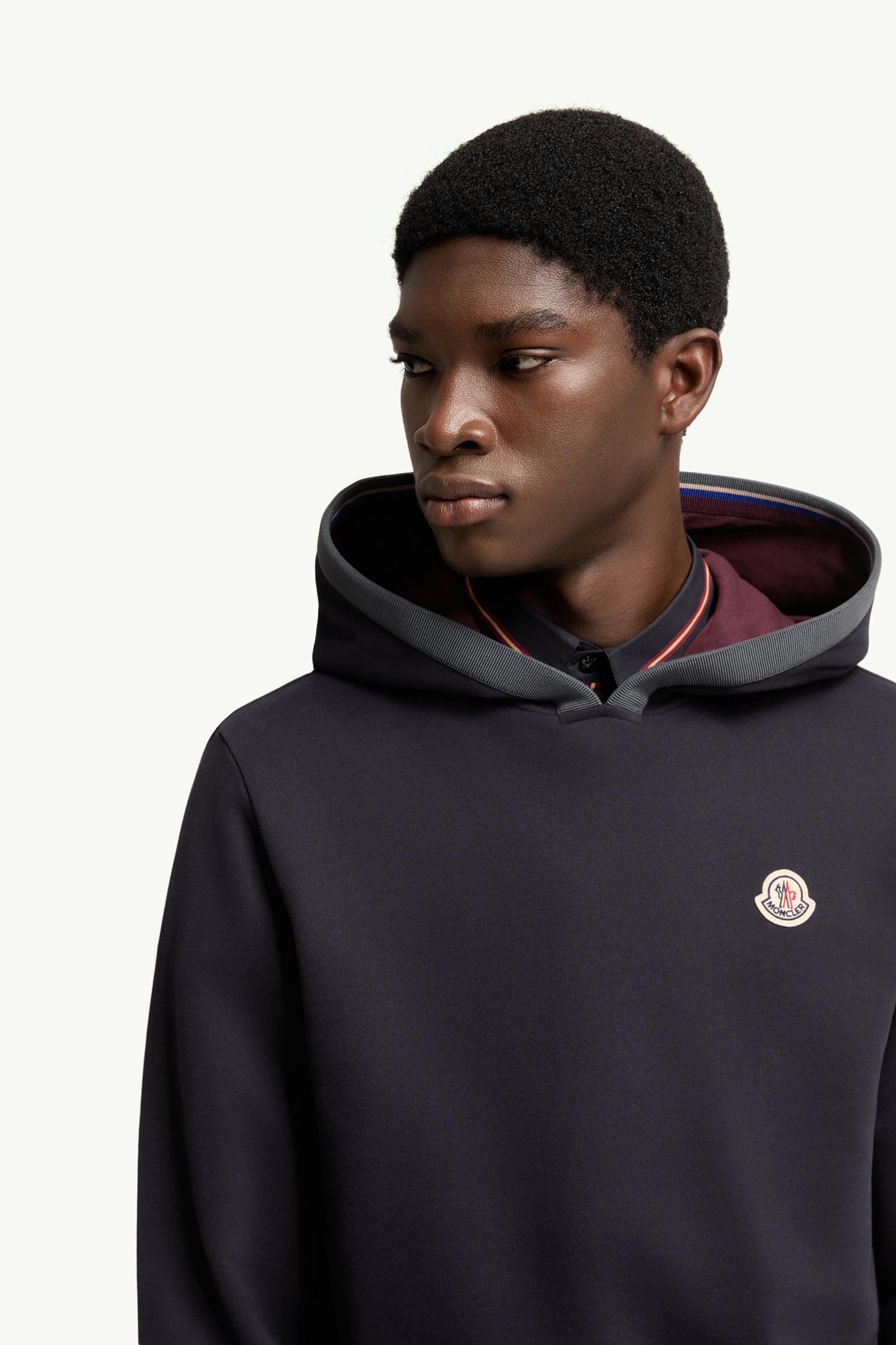 MONCLER　フードロゴ　パーカー　ネイビー　１４anni Navy Blue Brushed Cotton Logo Hoodie - Sweatshirts for Men