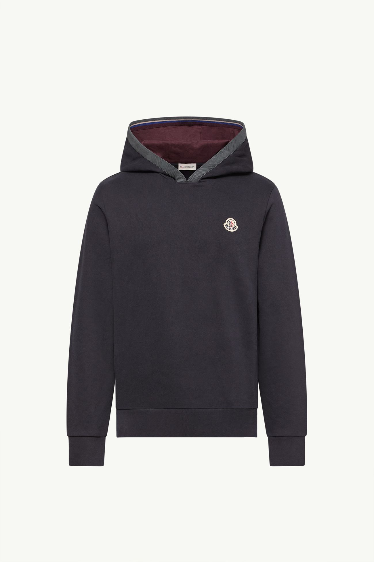 Brushed Cotton Logo Hoodie Men Navy Blue Moncler 2