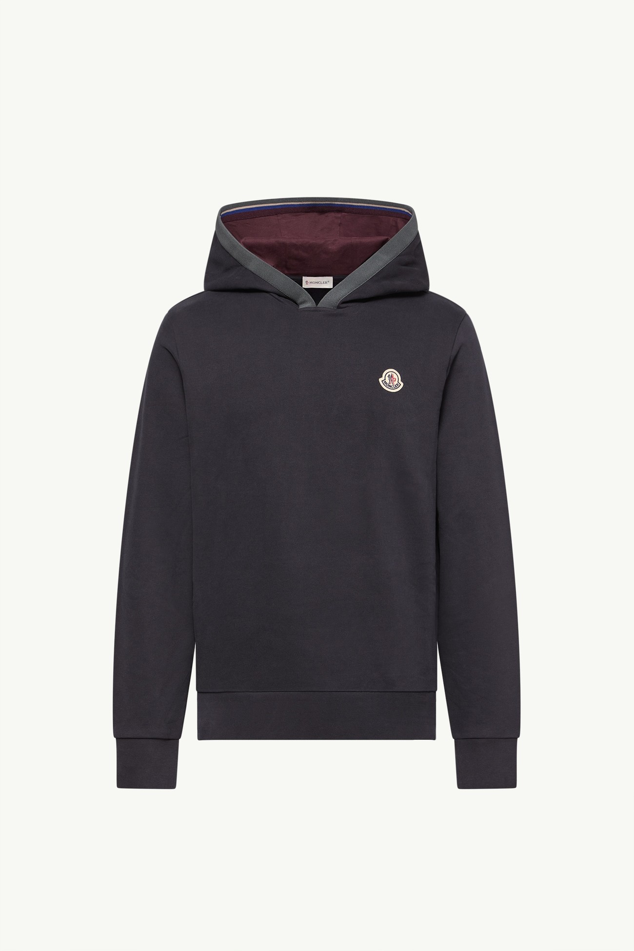Brushed Cotton Logo Hoodie Men Navy Blue Moncler 2