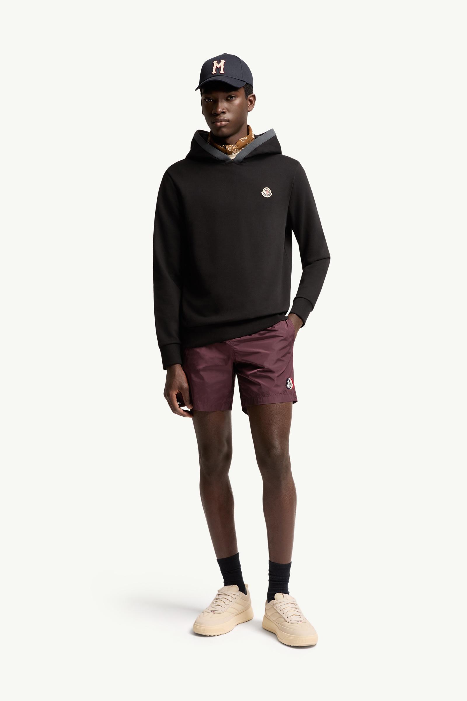 Black Brushed Cotton Logo Hoodie - Sweatshirts for Men | Moncler US