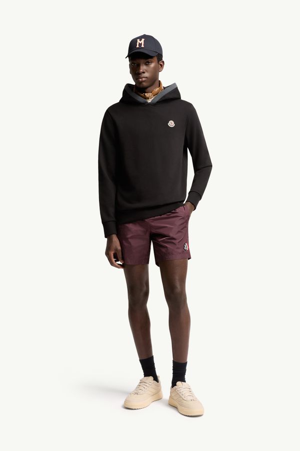 Sweat à capuche en coton brossé à logo Hommes Noir Moncler 0