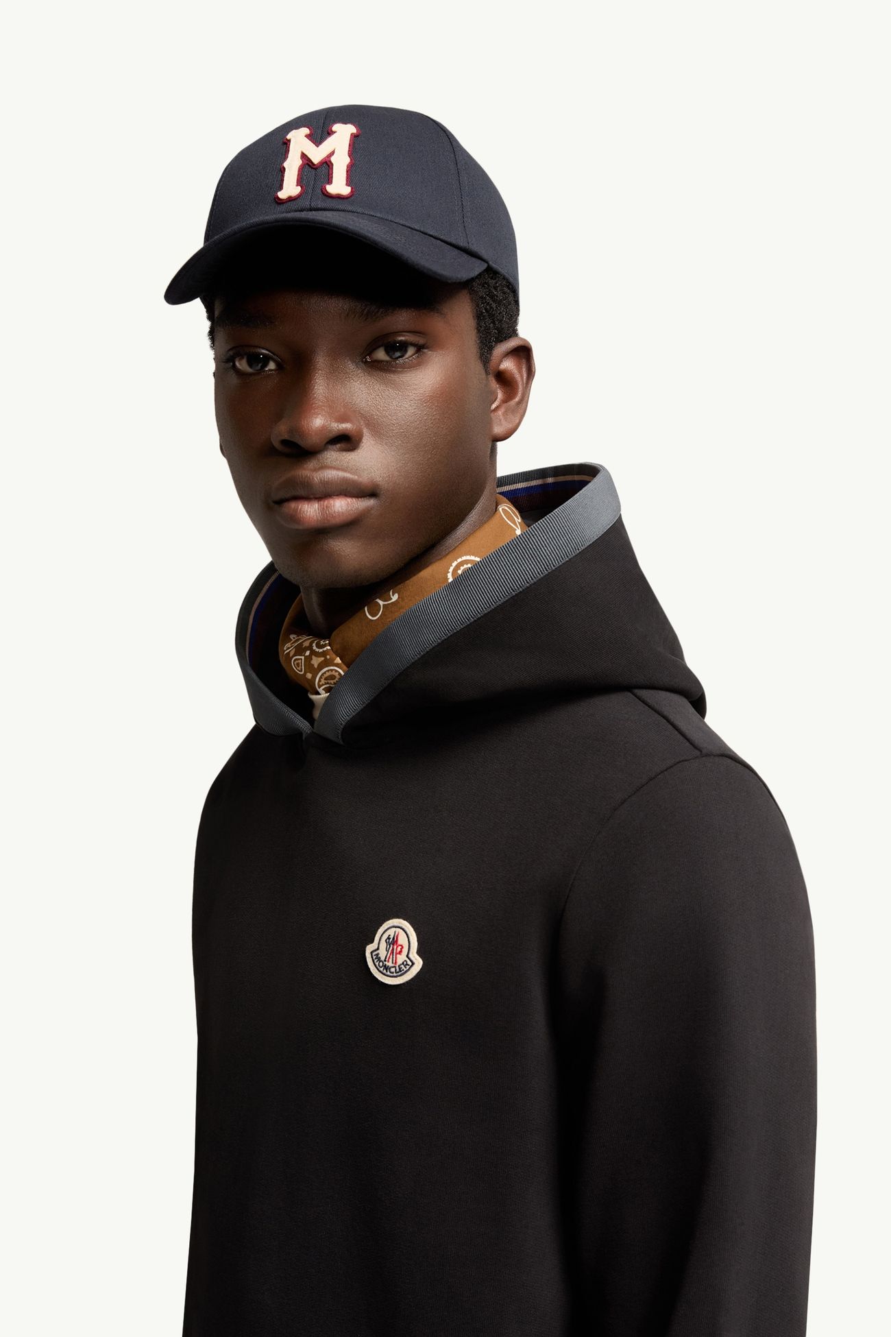 Brushed Cotton Logo Hoodie Men Black Moncler 1