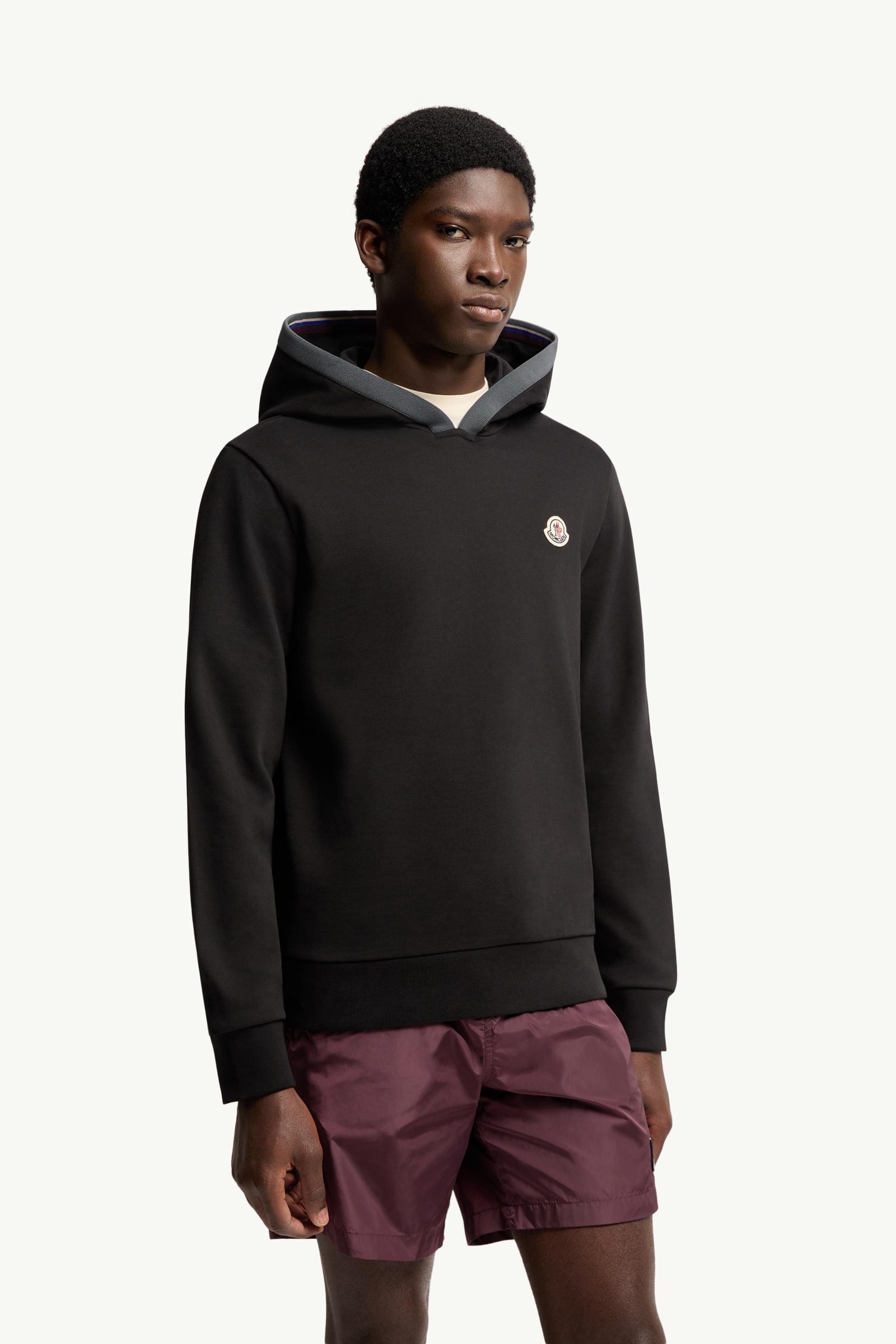 トップス 23SS MONCLER Pullover hoodie Logo BLK L Black Brushed Cotton Logo Hoodie - Sweatshirts for Men | Moncler US