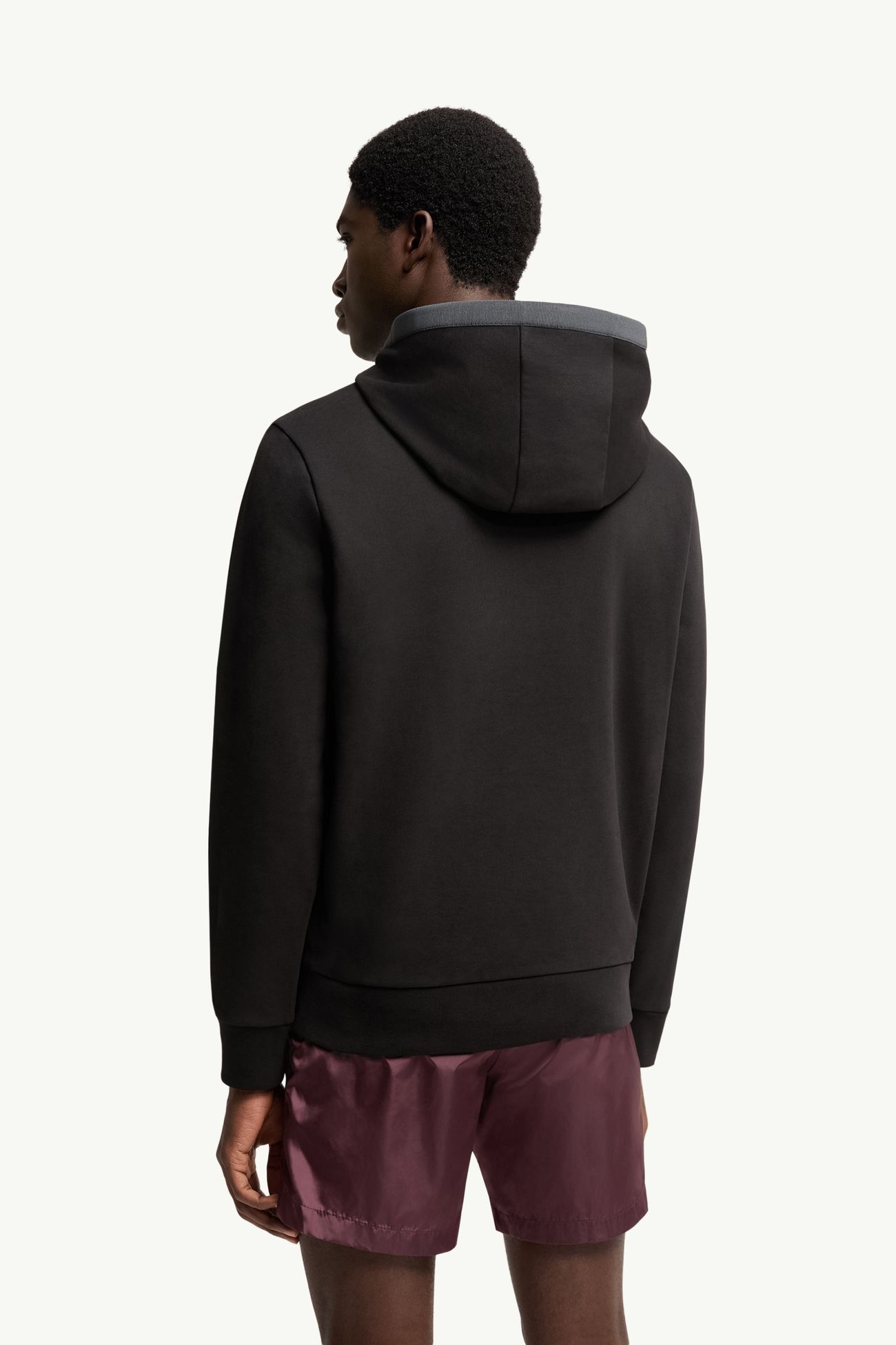Brushed Cotton Logo Hoodie Men Black Moncler 4
