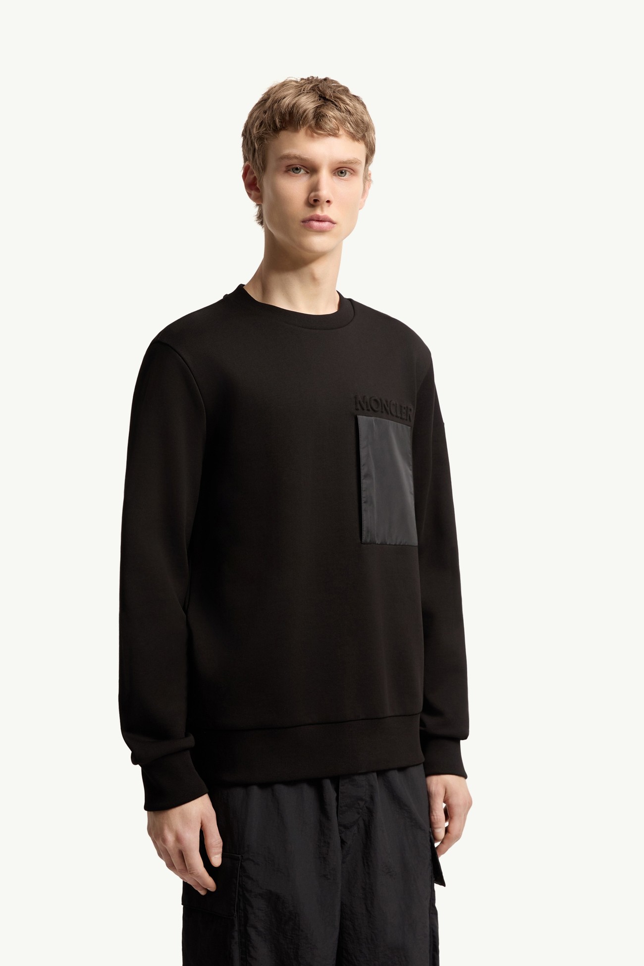 Cotton Logo Sweatshirt Men Black Moncler 3
