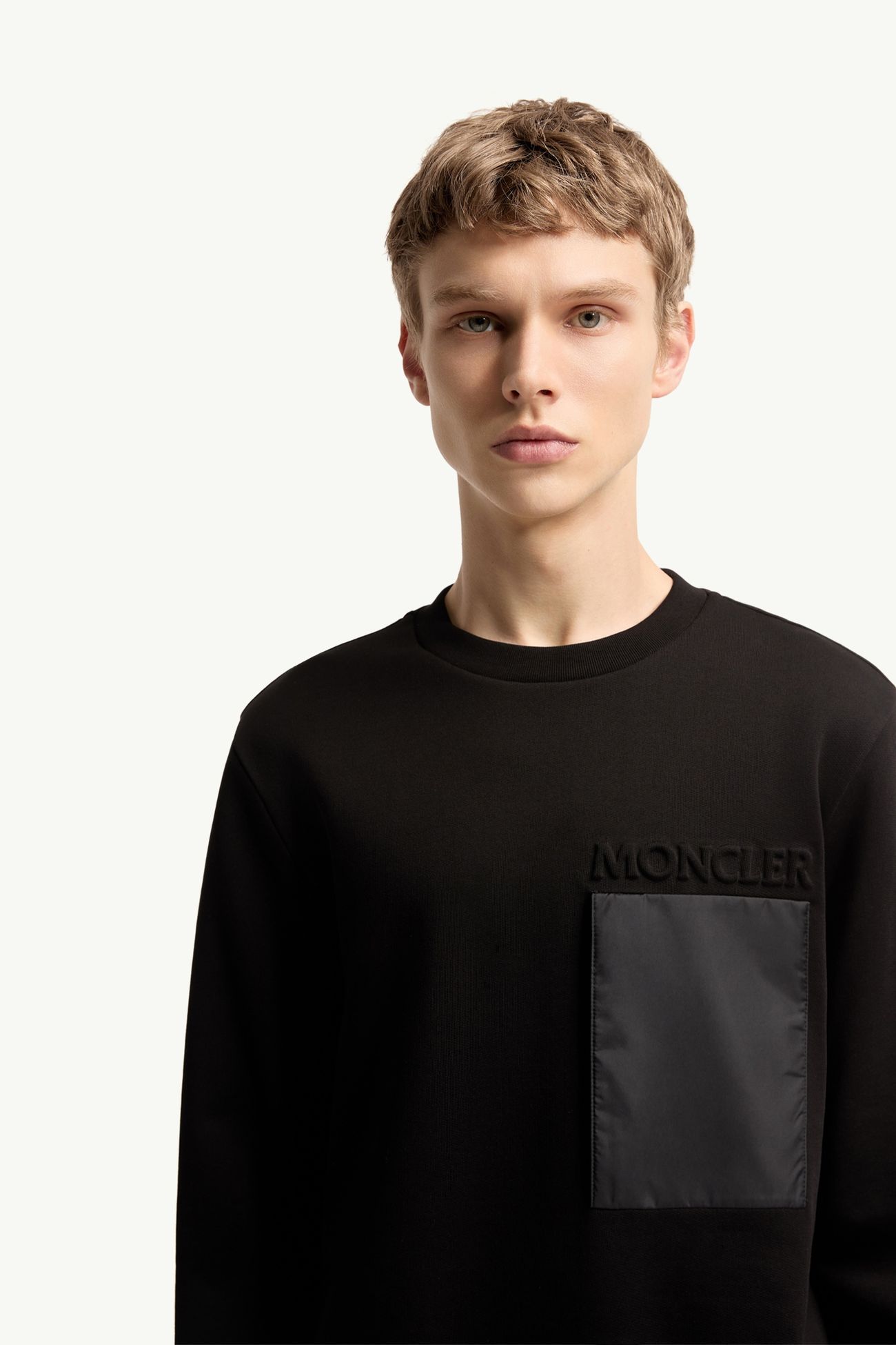 Felpa con logo in cotone Uomo Nero Moncler 5