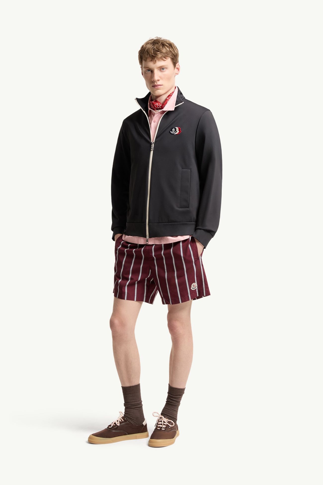 Tricolour Logo Zip-Up Sweatshirt Men Navy Blue Moncler 0