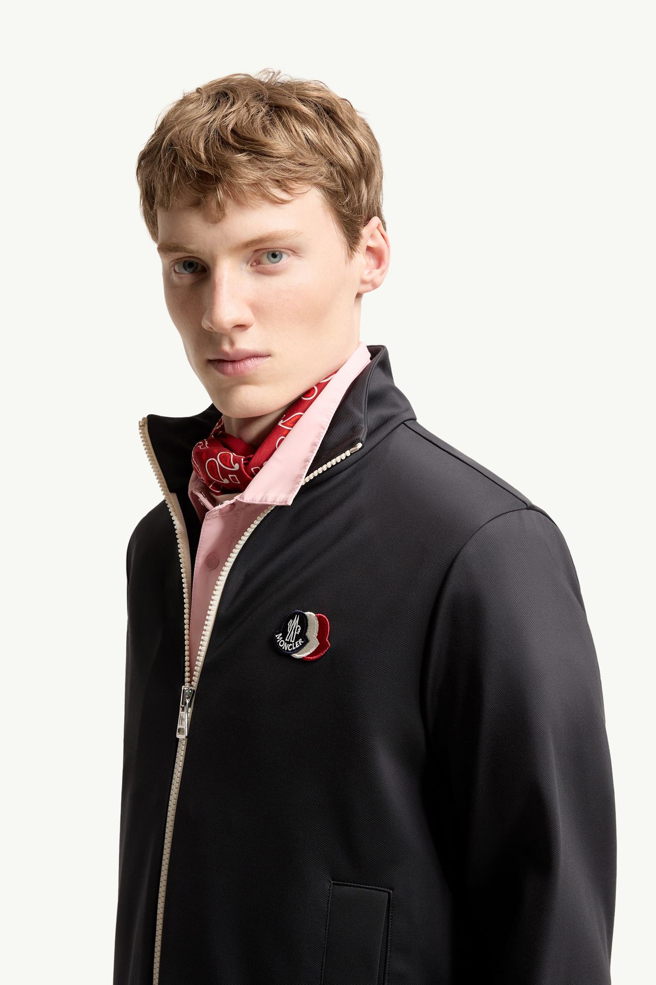 Tricolour Logo Zip-Up Sweatshirt Men Navy Blue Moncler 1