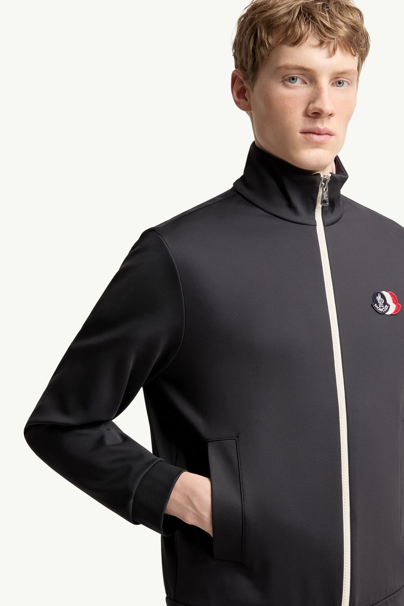 Tricolour Logo Zip-Up Sweatshirt Men Navy Blue Moncler 5