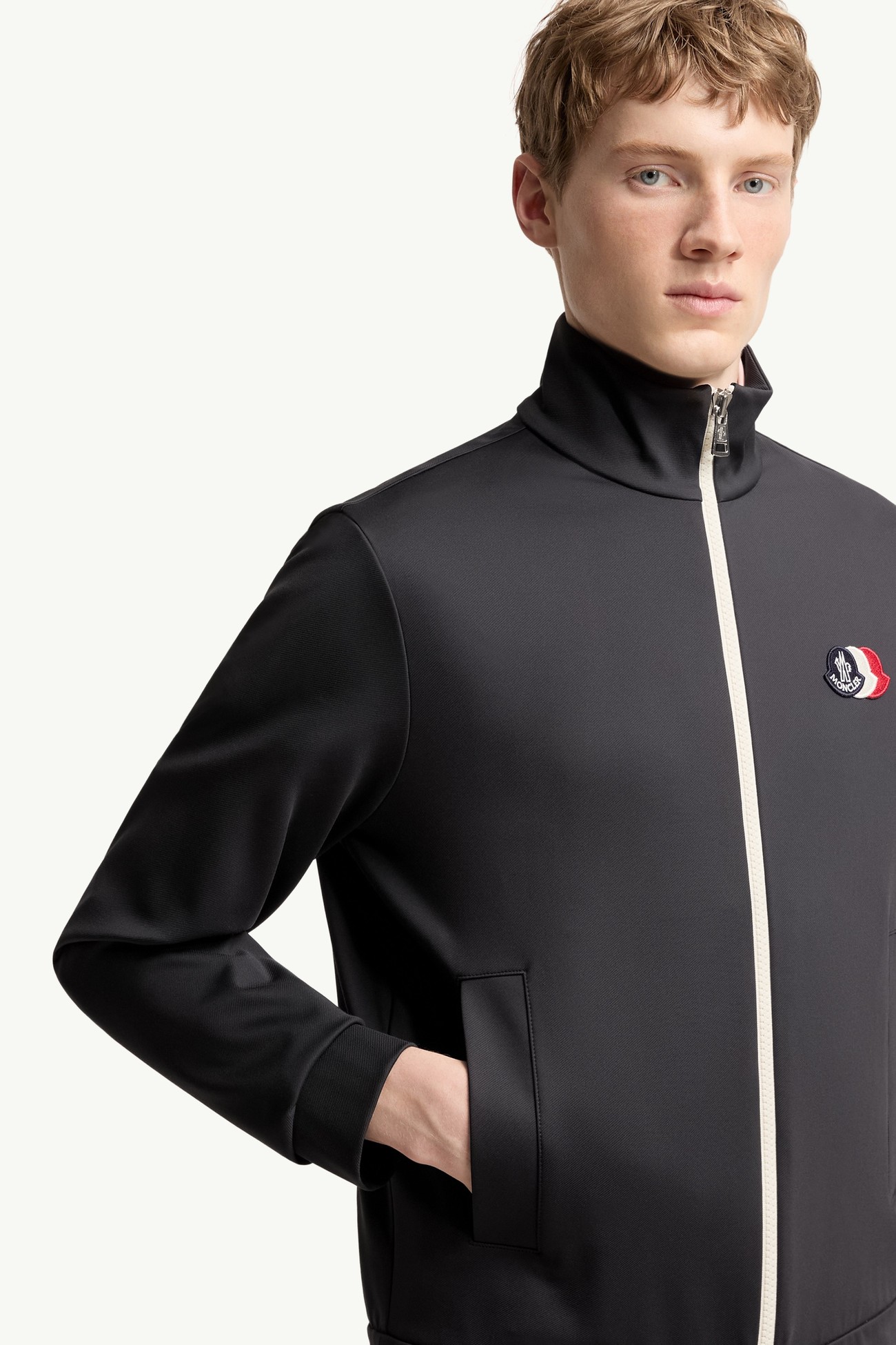 Tricolour Logo Zip-Up Sweatshirt Men Navy Blue Moncler 5