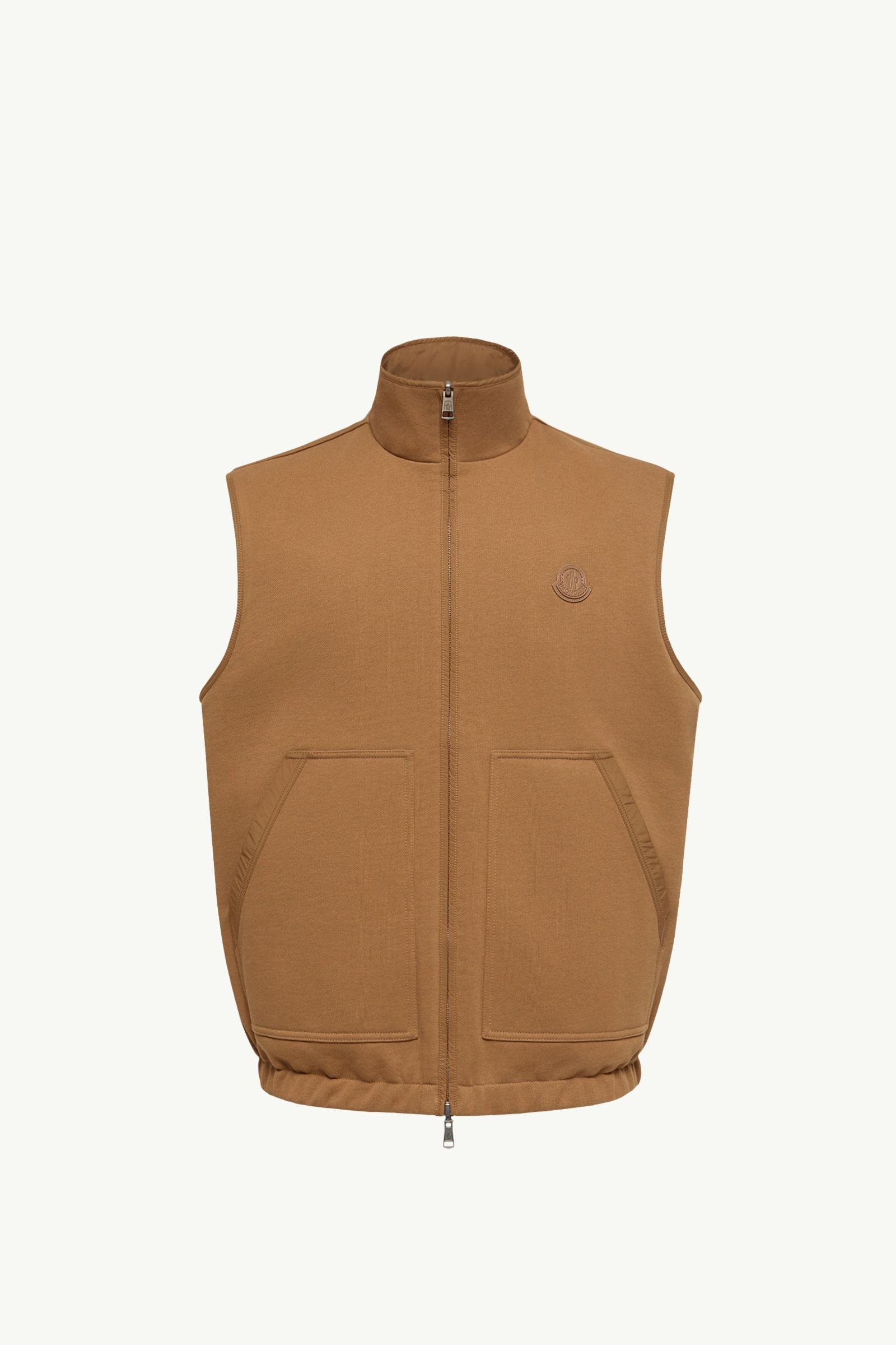 雙面拉鏈背心 男士 淺啡色 Moncler