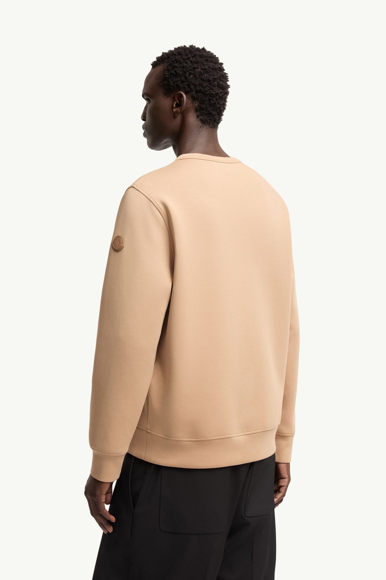 Sudadera de mezcla de algodón con etiqueta con logotipo de piel Hombre Beige Moncler 4