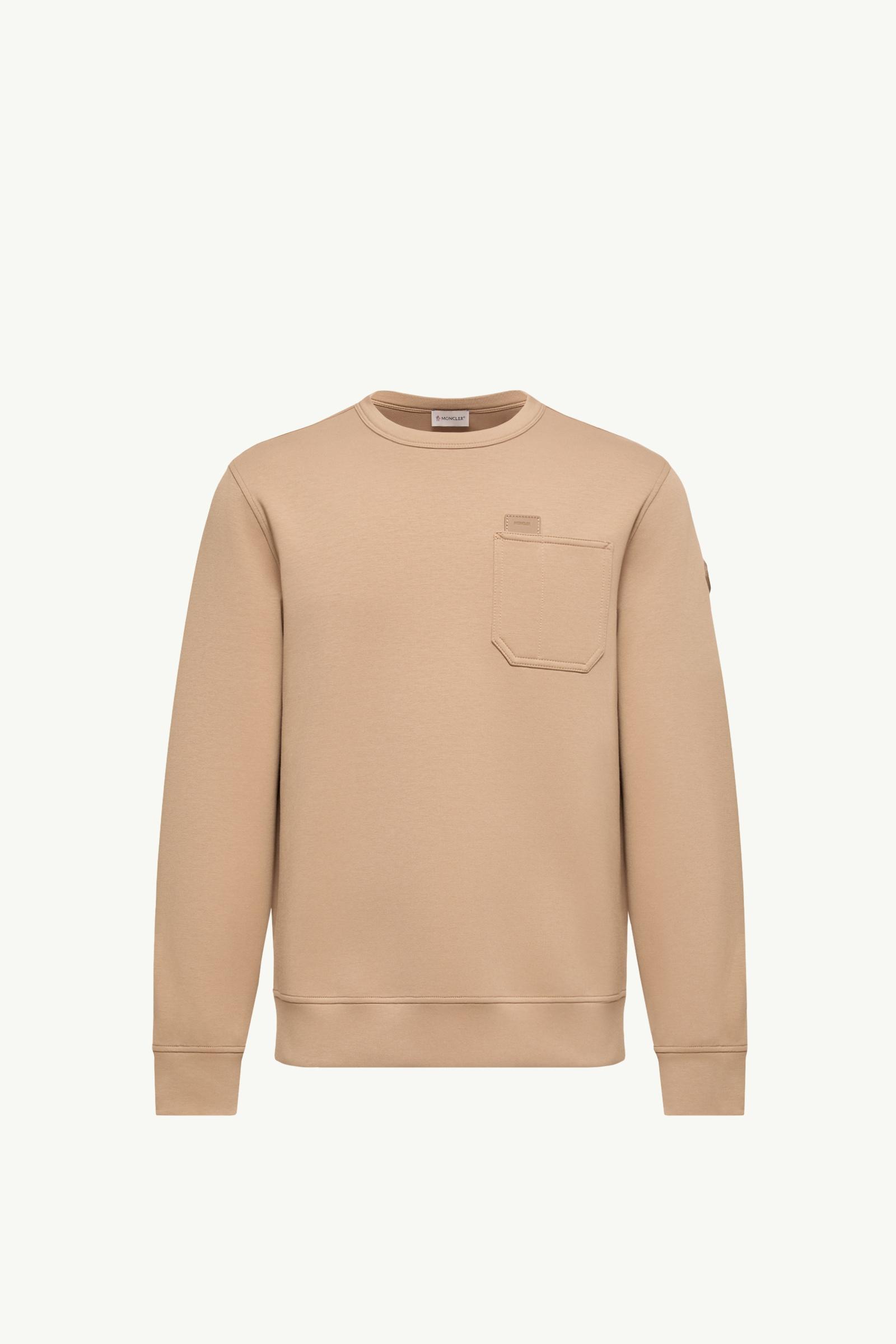 Leather Logo Tag Cotton Blend Sweatshirt Men Beige Moncler, 1 of 0