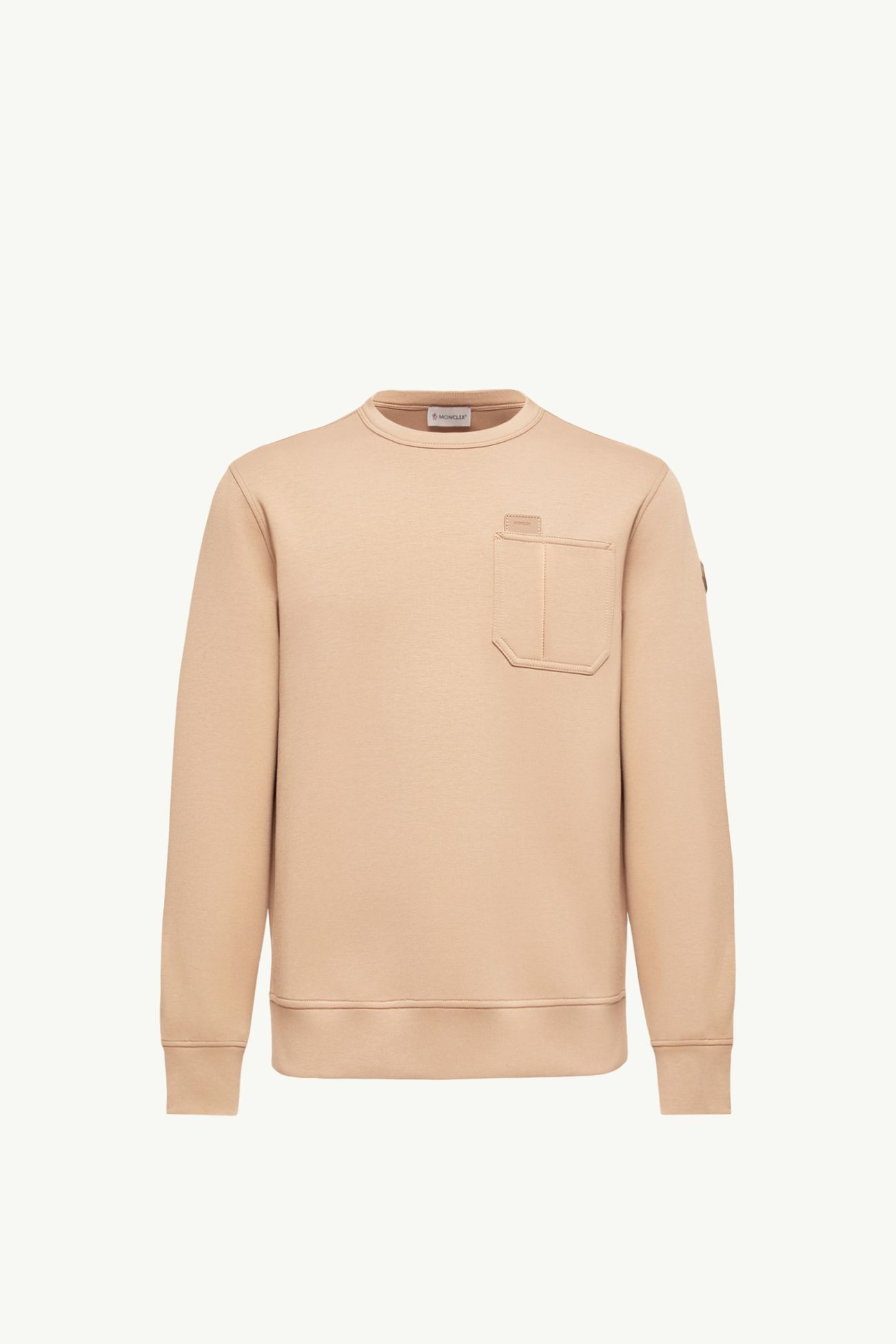 Sudadera de mezcla de algodón con etiqueta con logotipo de piel Hombre Beige Moncler 2
