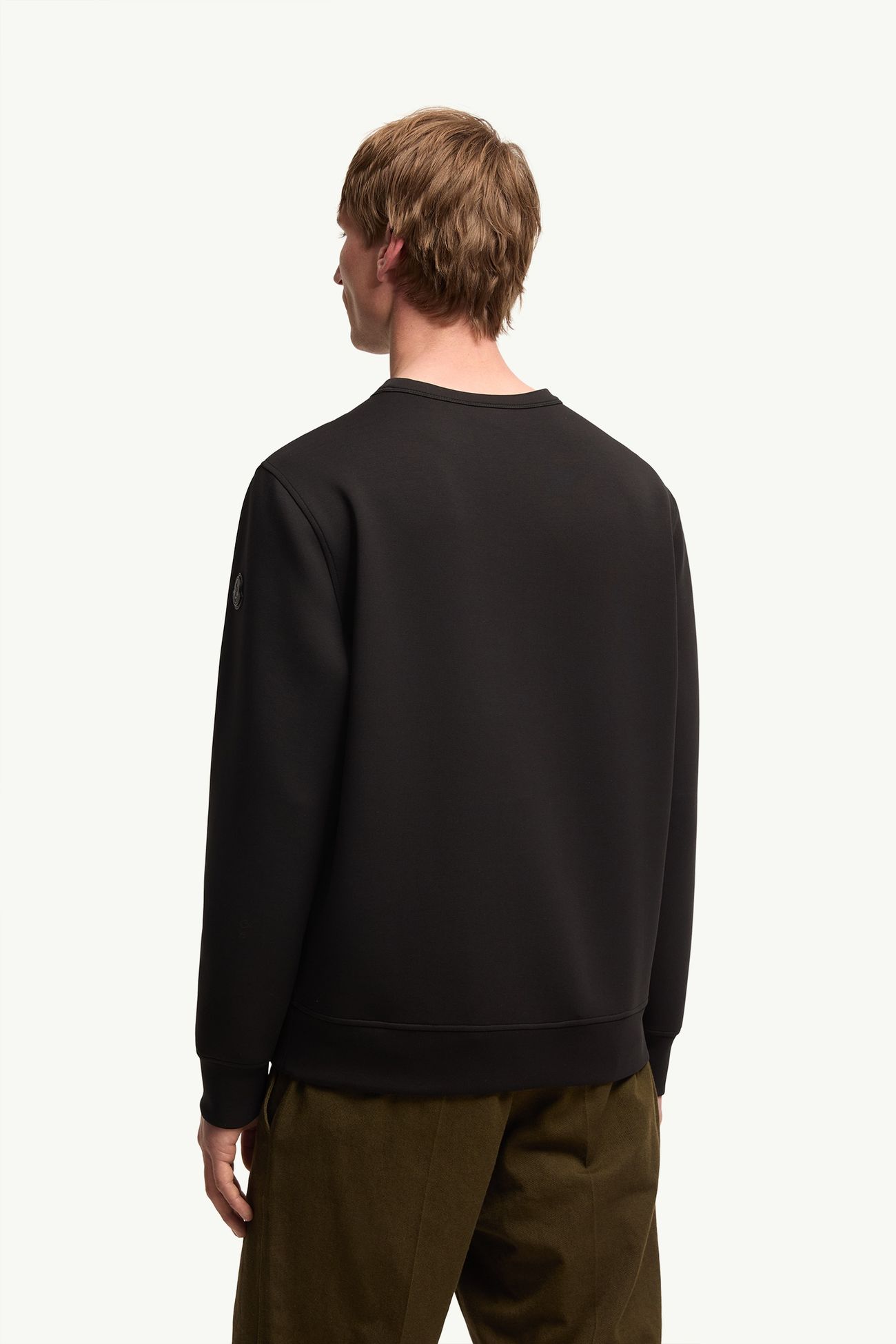 Leather Logo Tag Cotton Blend Sweatshirt Hommes Noir Moncler 4
