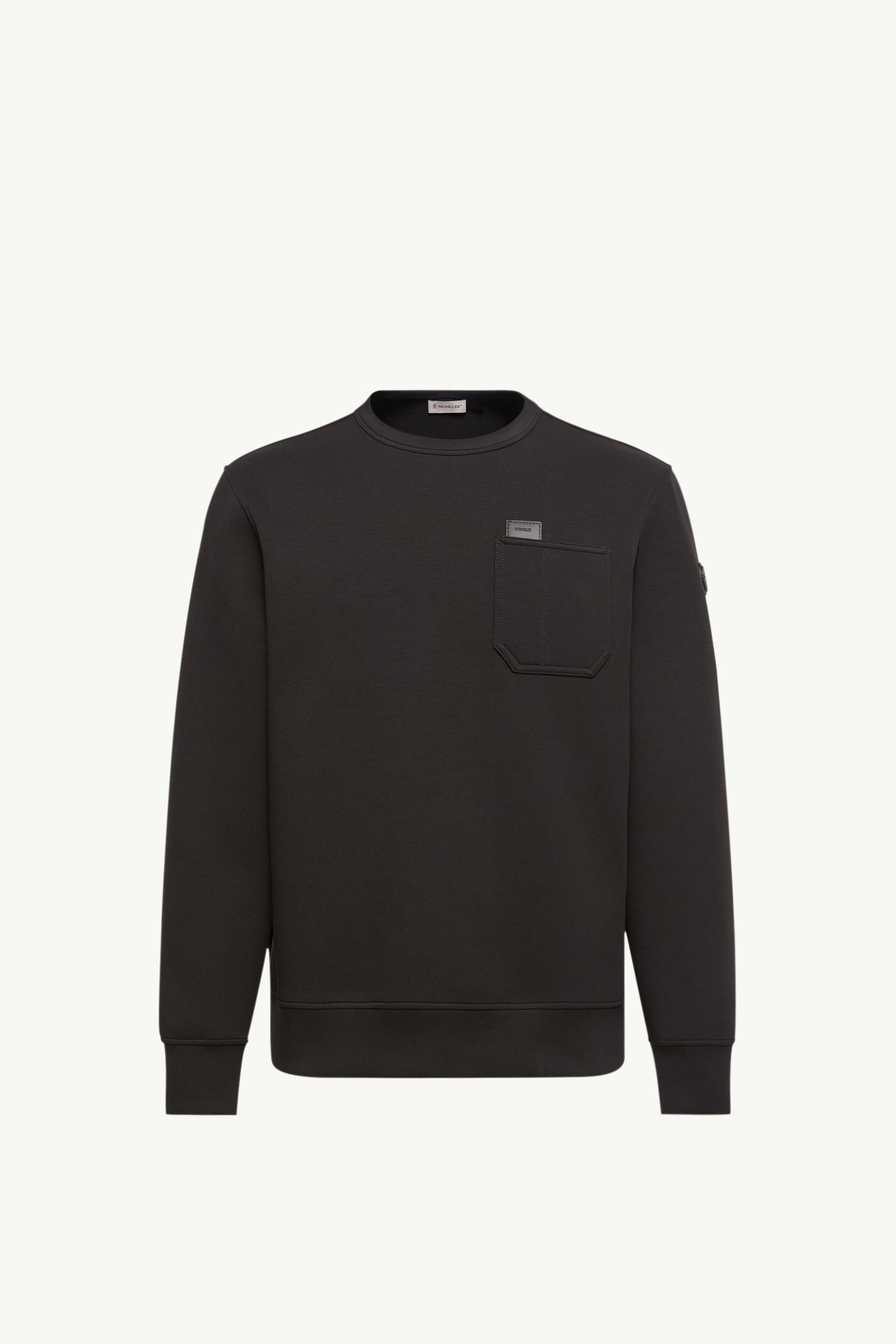 Leather Logo Tag Cotton Blend Sweatshirt Men Black Moncler, 1 of 0