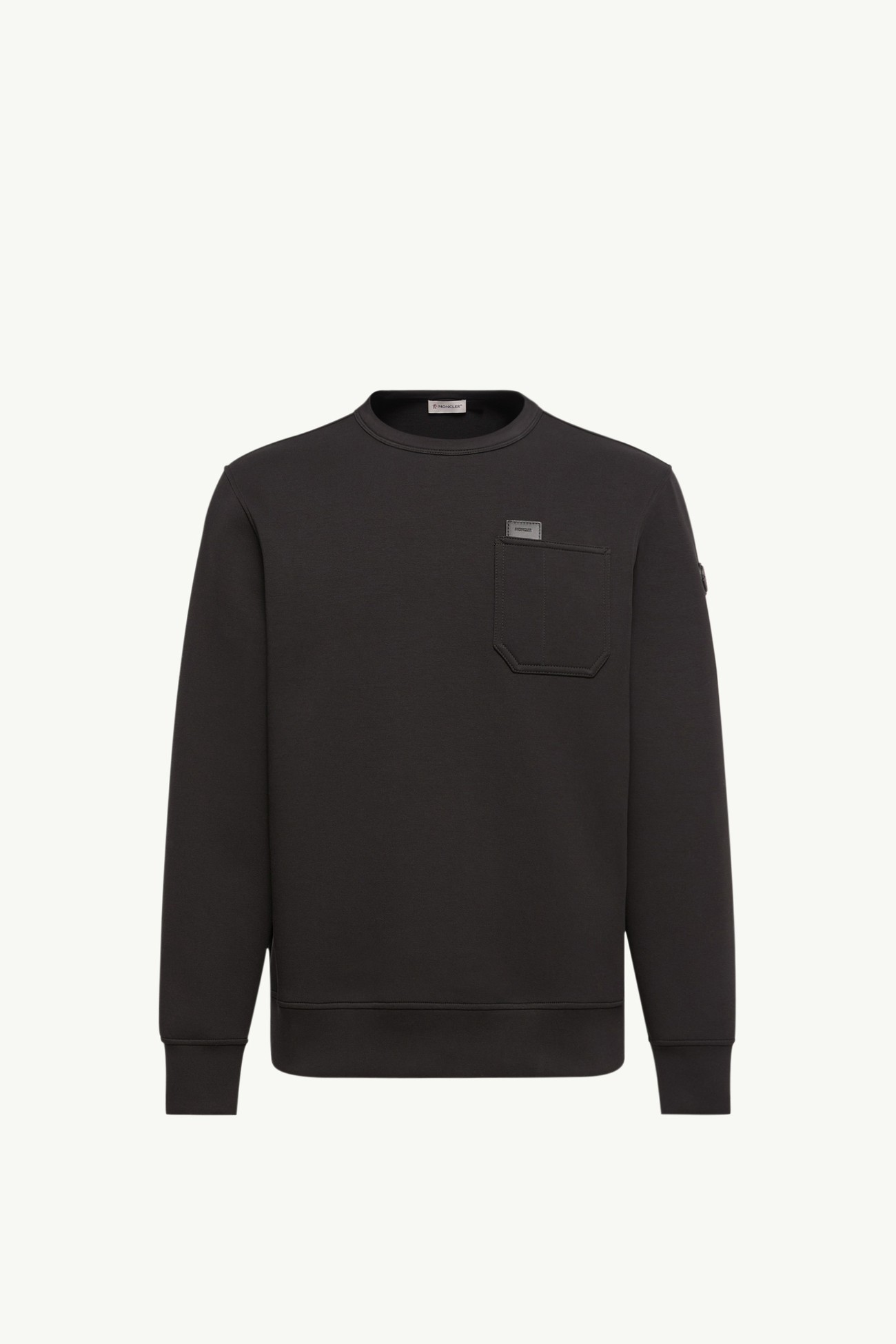 Felpa in misto cotone con targhetta con logo in pelle Uomo Nero Moncler 2