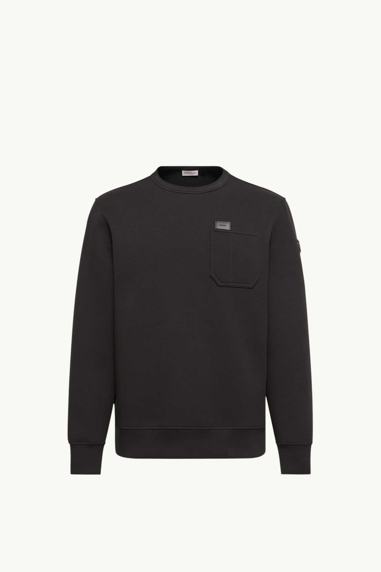 Leather Logo Tag Cotton Blend Sweatshirt Men Black Moncler 2