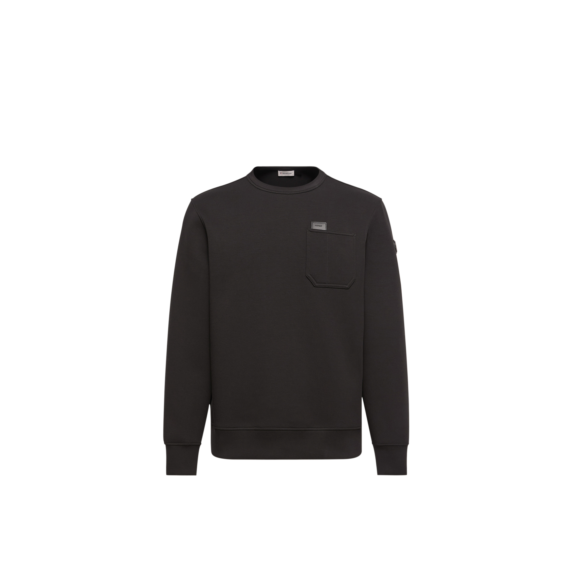Moncler   Leather Logo Tag Cotton Blend Sweatshirt for Men in Black, Size: M
