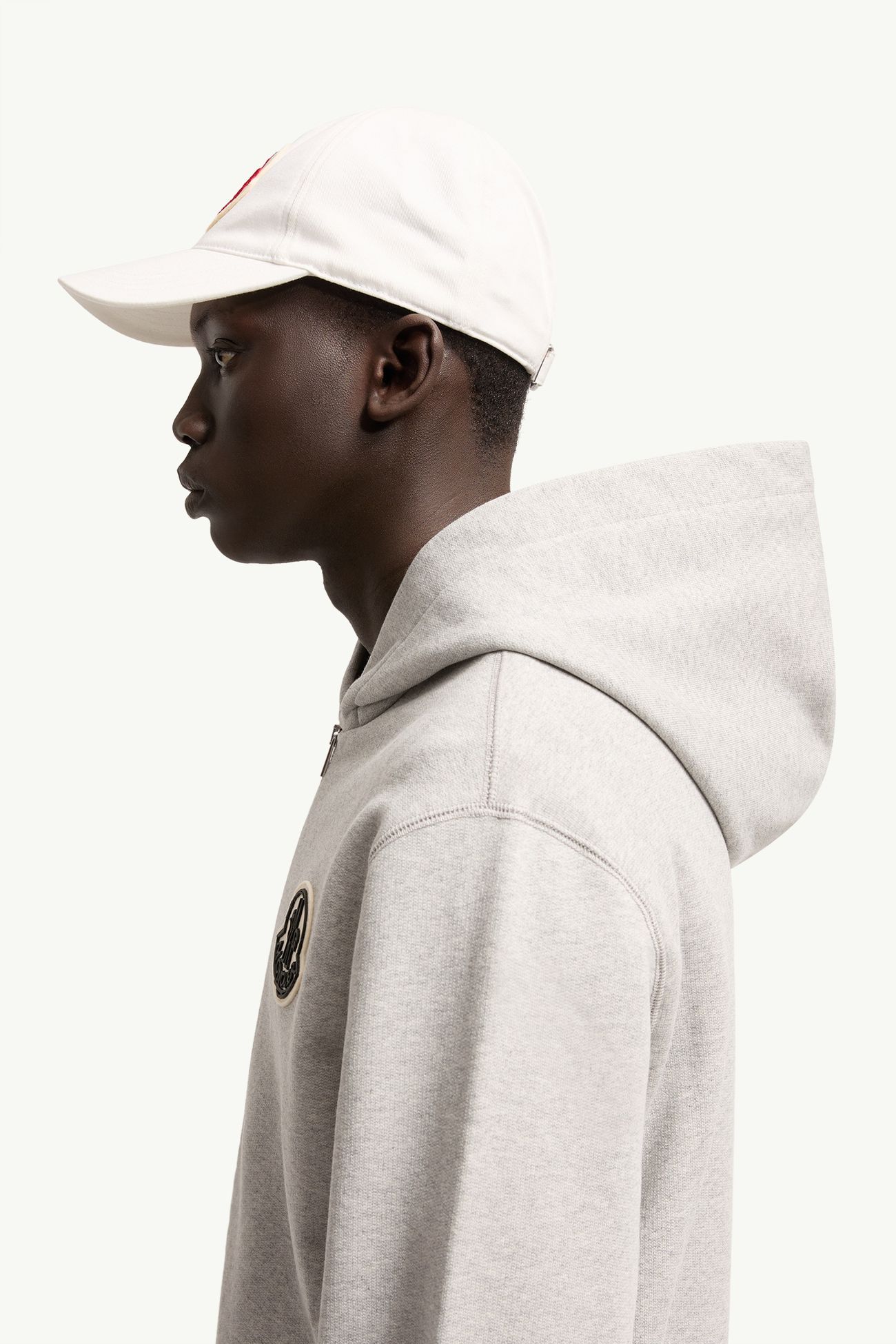 Sketched Logo Zip-Up Cotton Hoodie Men Gray Moncler 1