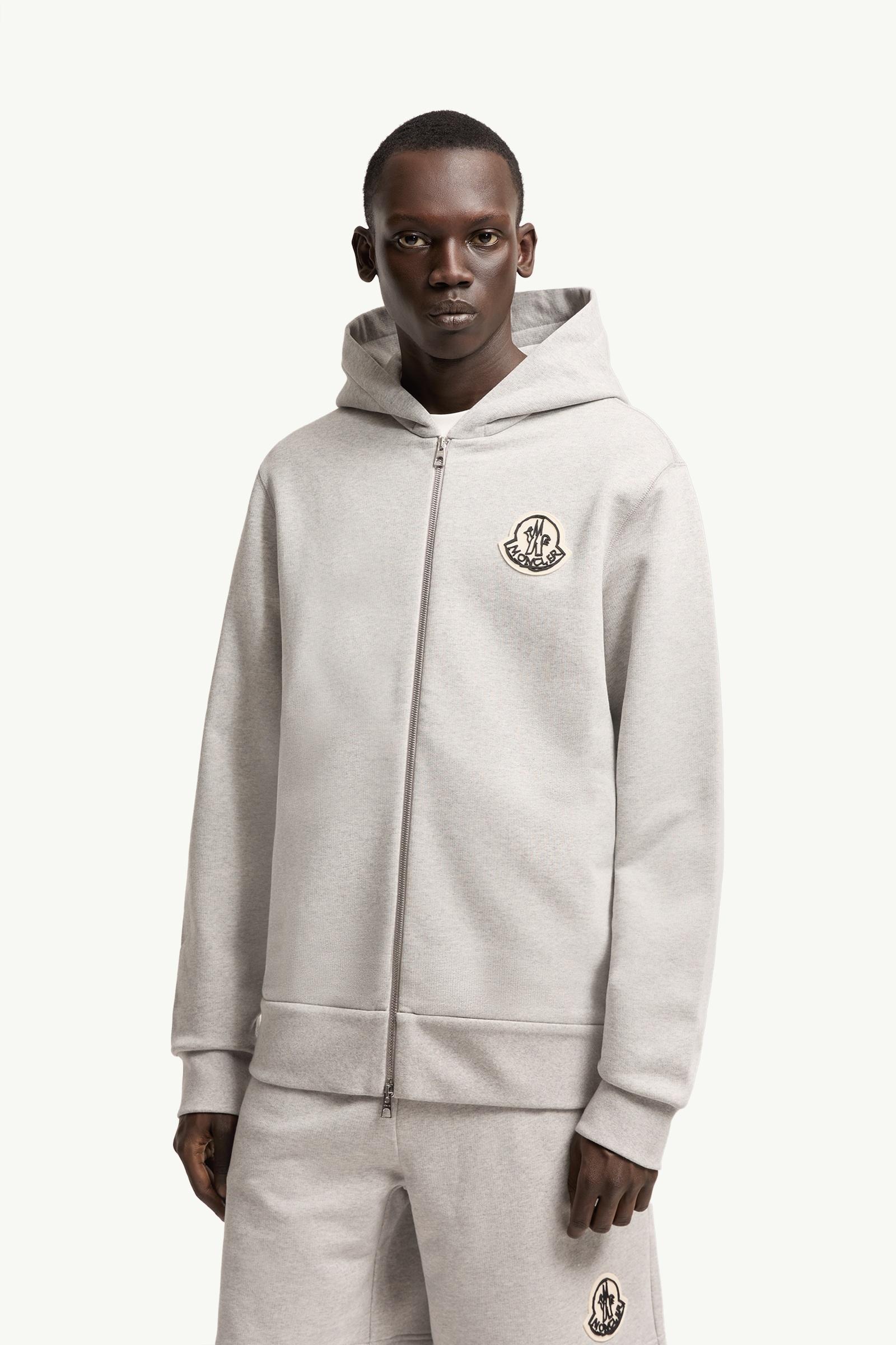 Grey Sketched Logo Zip-Up Cotton Hoodie - Sweatshirts for Men