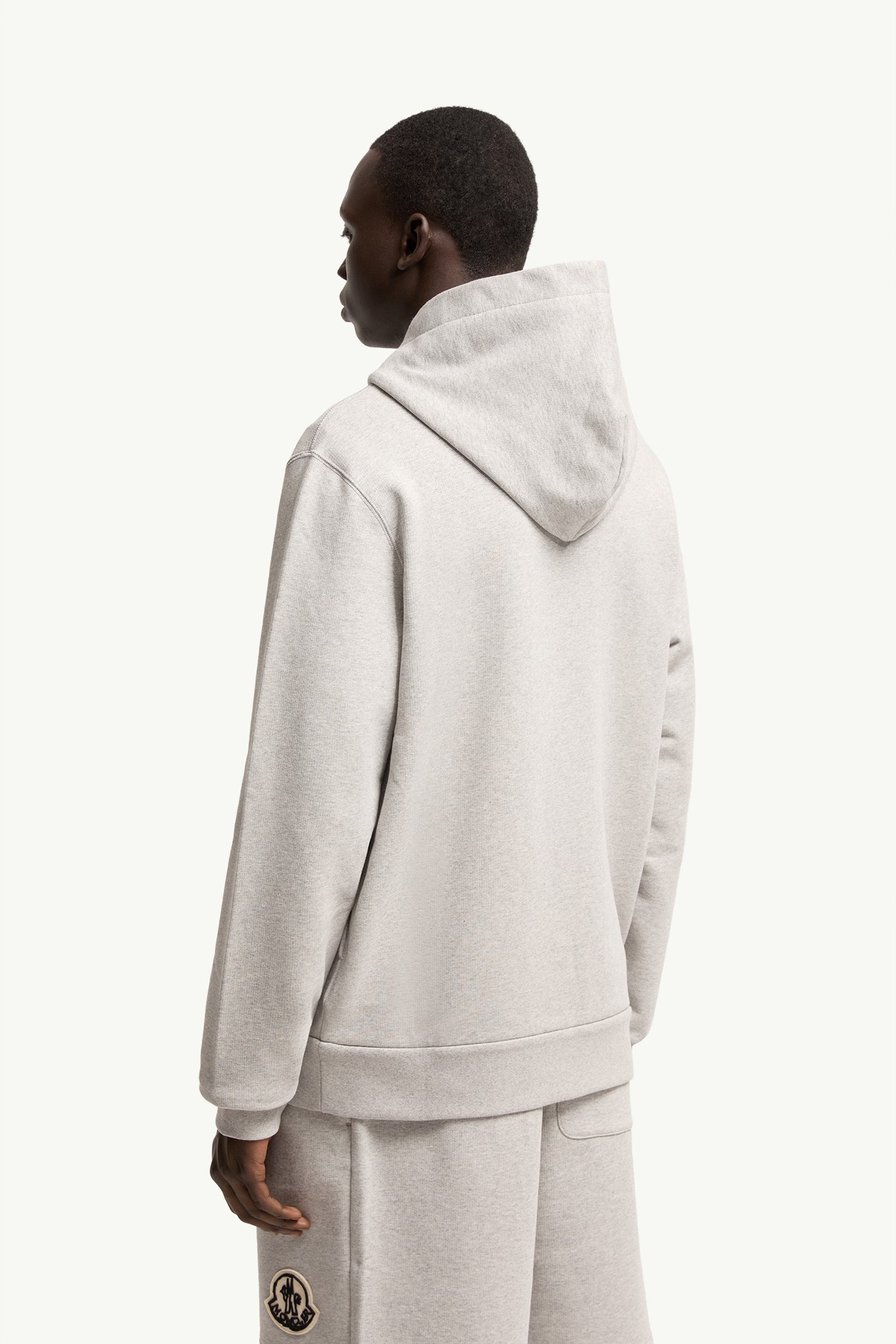 Sketched Logo Zip-Up Cotton Hoodie Men Gray Moncler 4