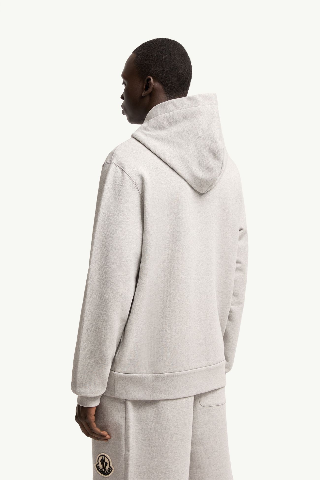 Sweat à capuche zippé en coton à logo effet croquis Hommes Gris Moncler 4