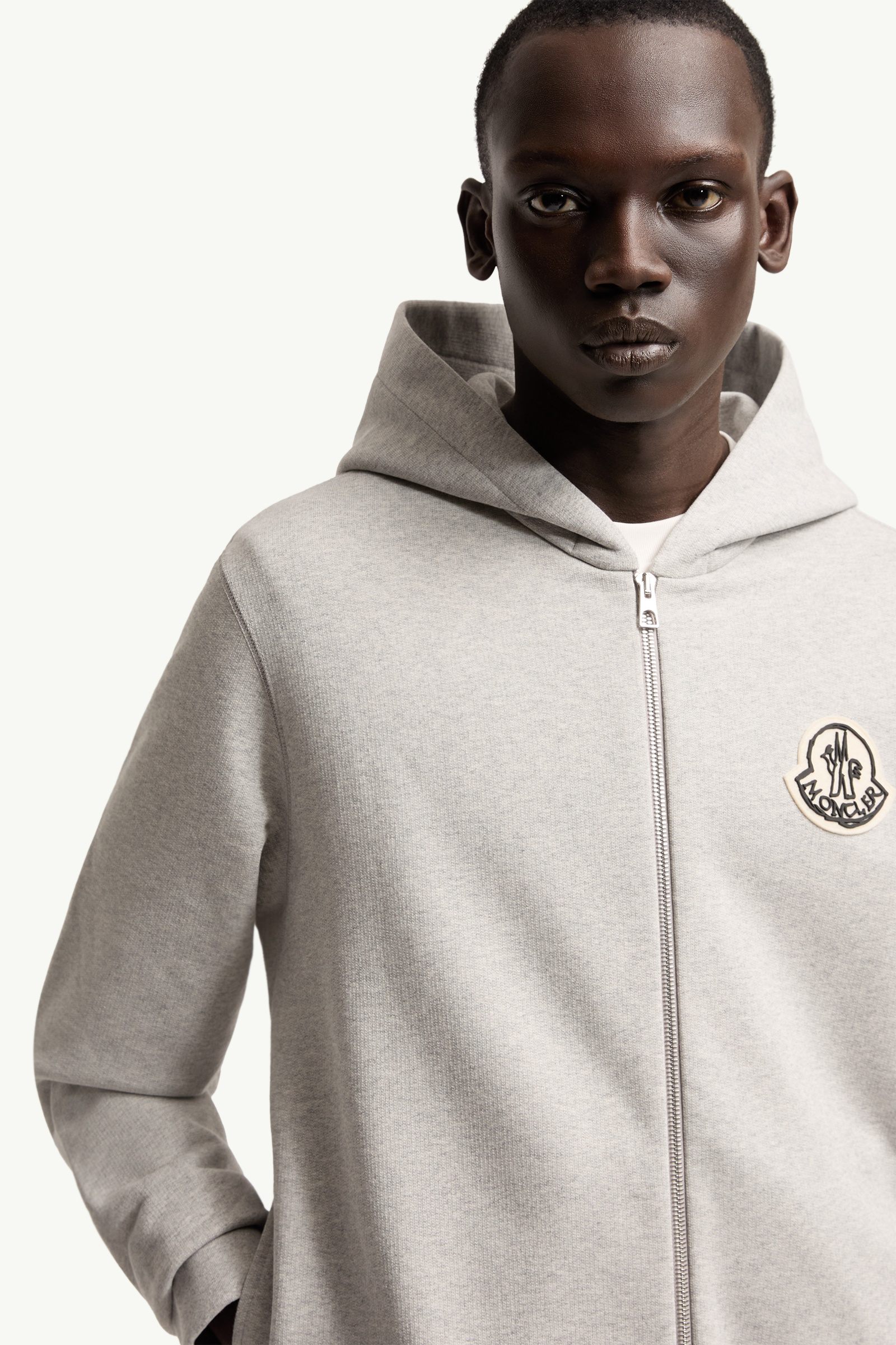 Grey Sketched Logo Zip-Up Cotton Hoodie - Sweatshirts for Men