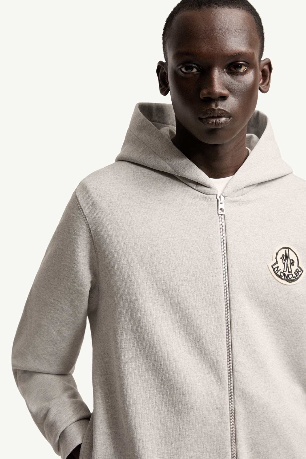 手繪感標誌拉鏈棉質連帽衫 男士 灰色 Moncler 5