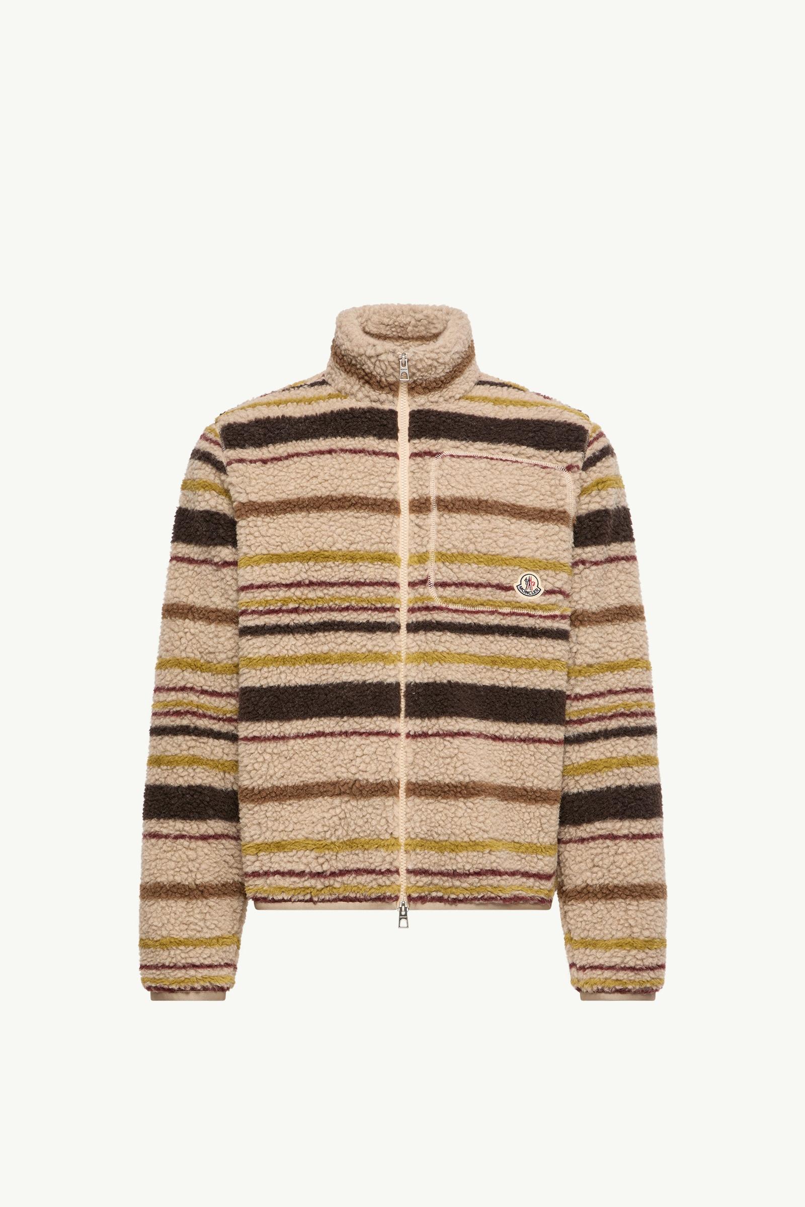 Striped Teddy Zip-Up Cardigan Men Beige & Brown Moncler, 1 of 0