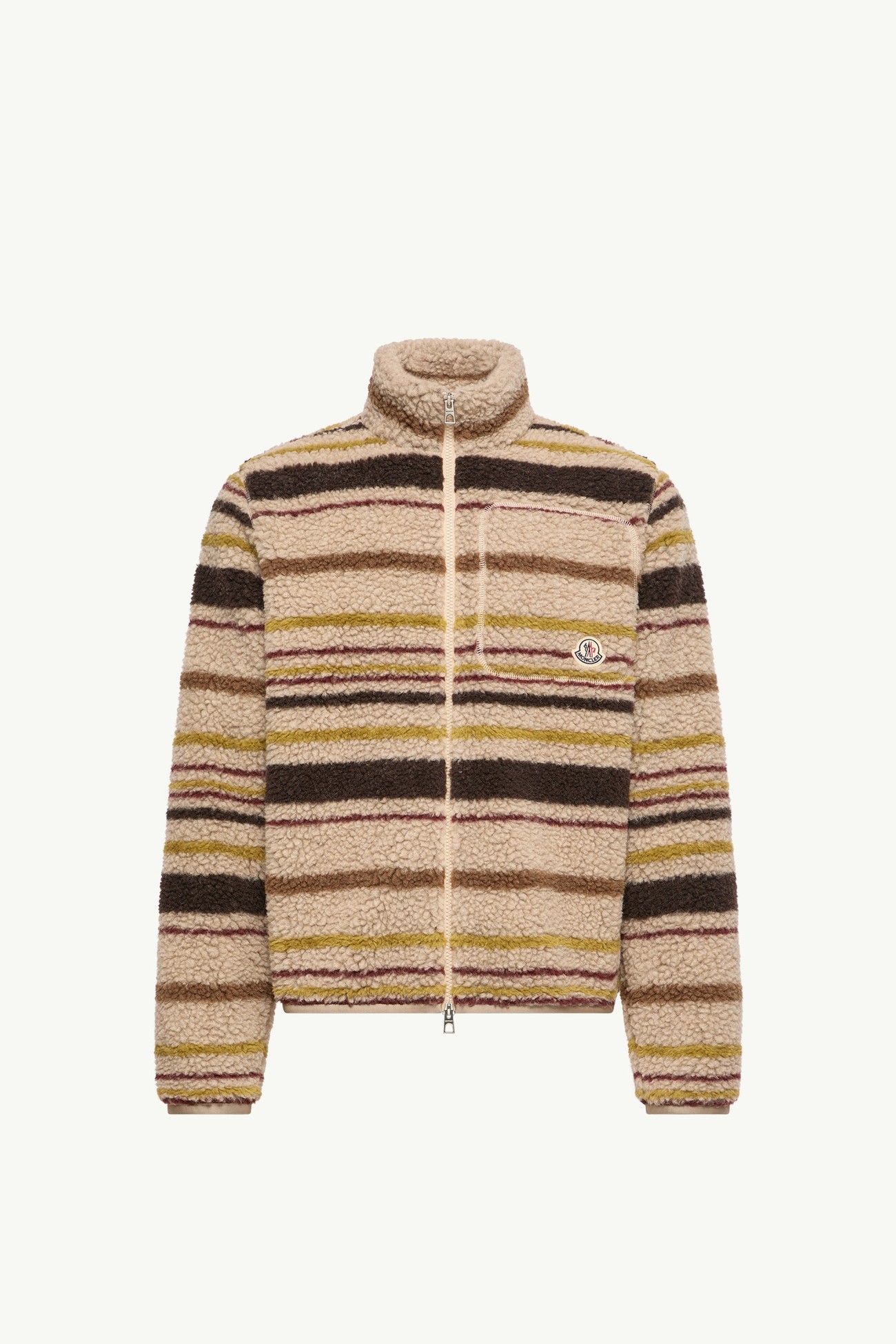 男士条纹泰迪绒风格拉链开衫 男士 米色&棕色 Moncler 2